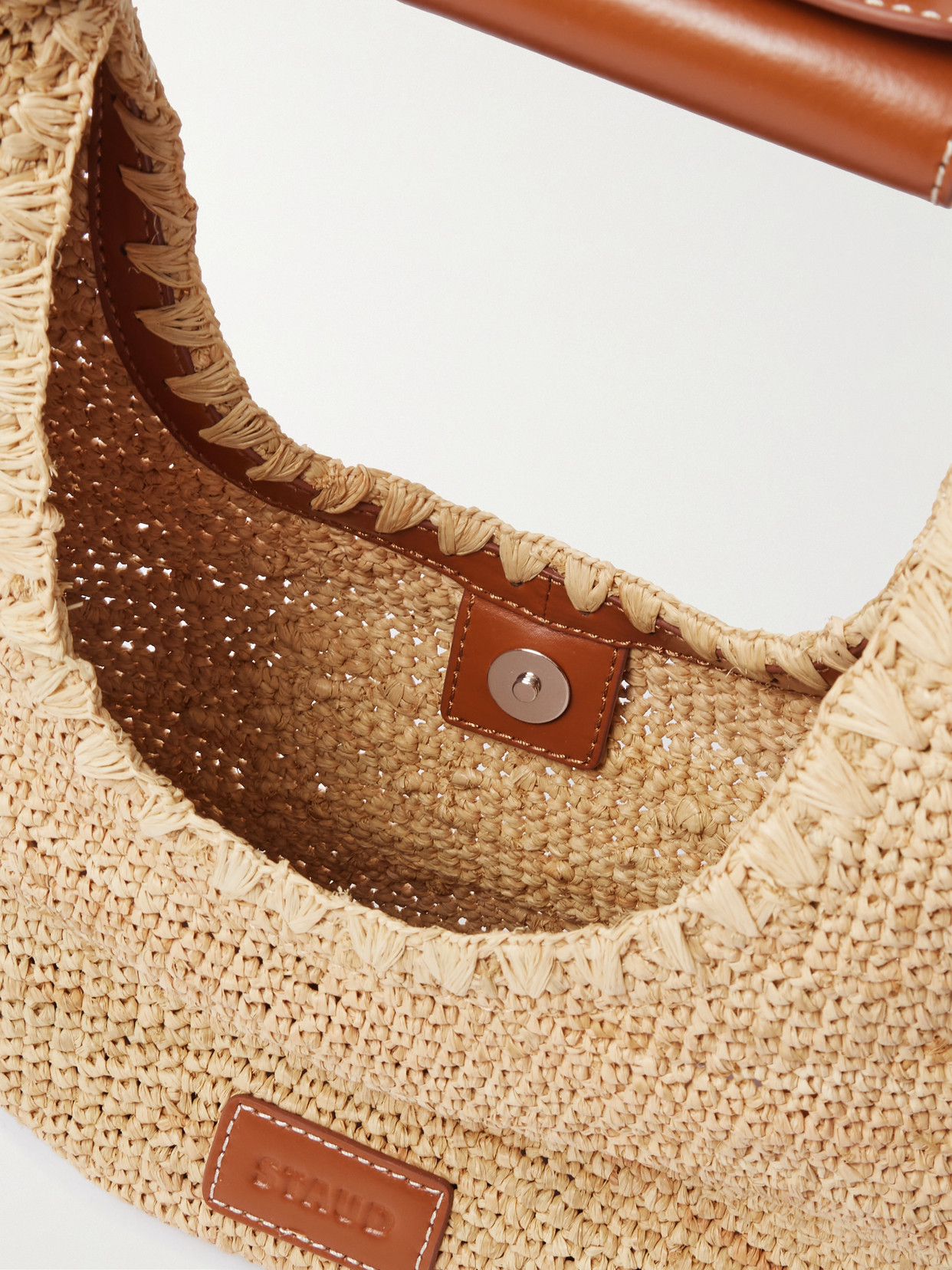 Staud Moon Raffia Tote Bag Shoulder Bags Beige In Brown