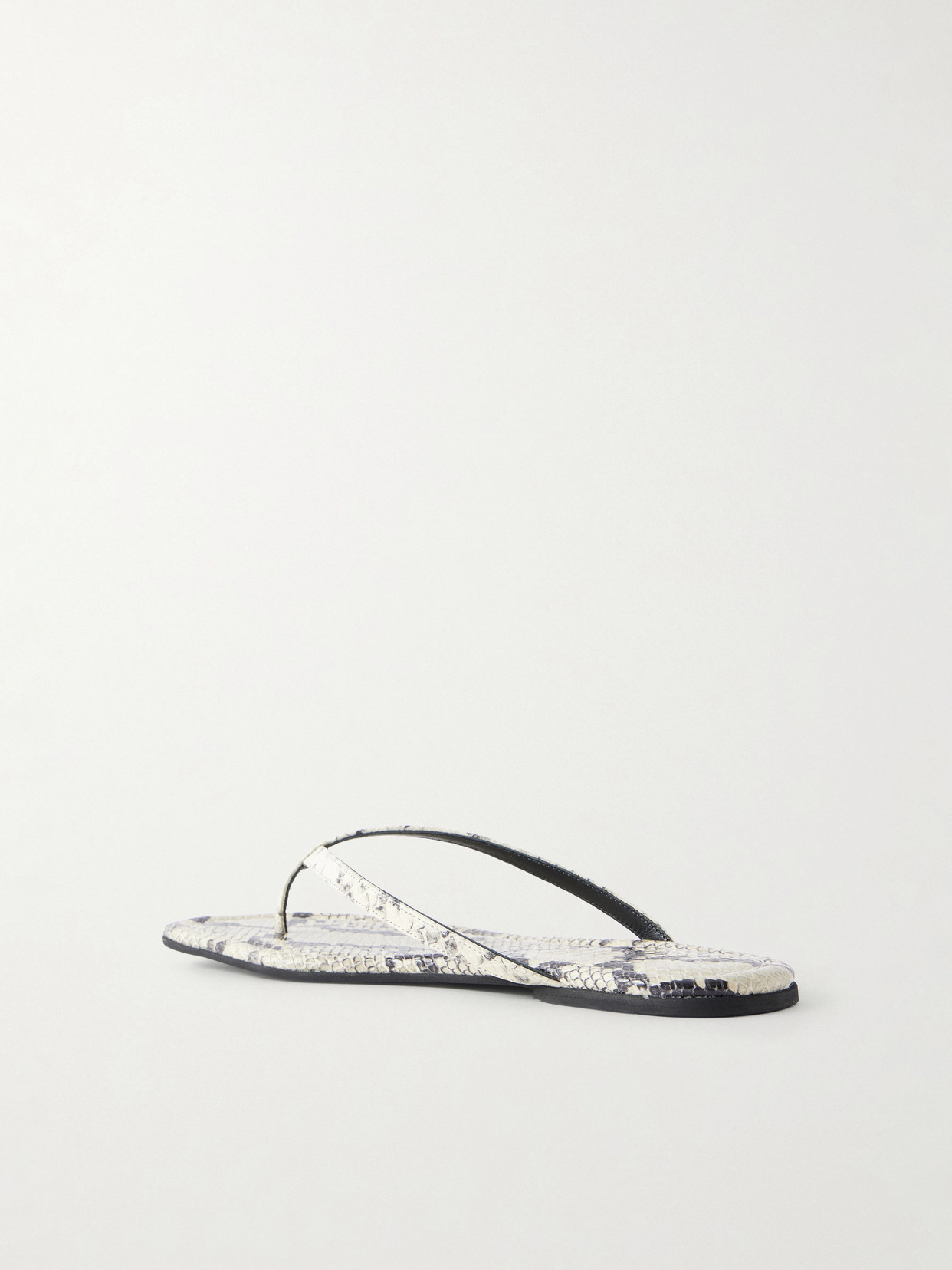Freja Snake-Embossed Leather Flip Flops