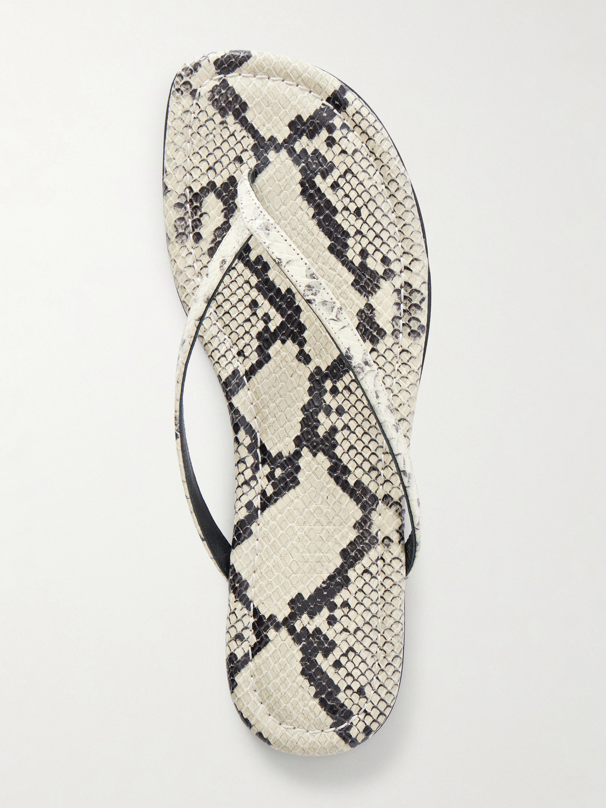 Freja Snake-Embossed Leather Flip Flops