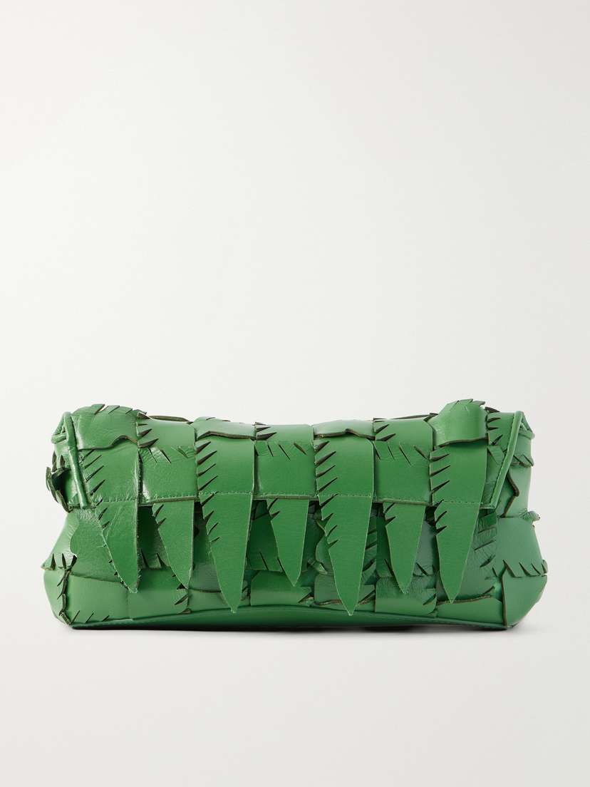 Staud Leaf Woven Leather Clutch Bag