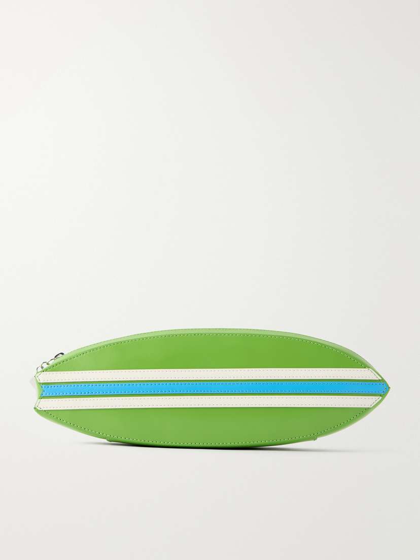 Staud Surfboard Striped Leather Clutch