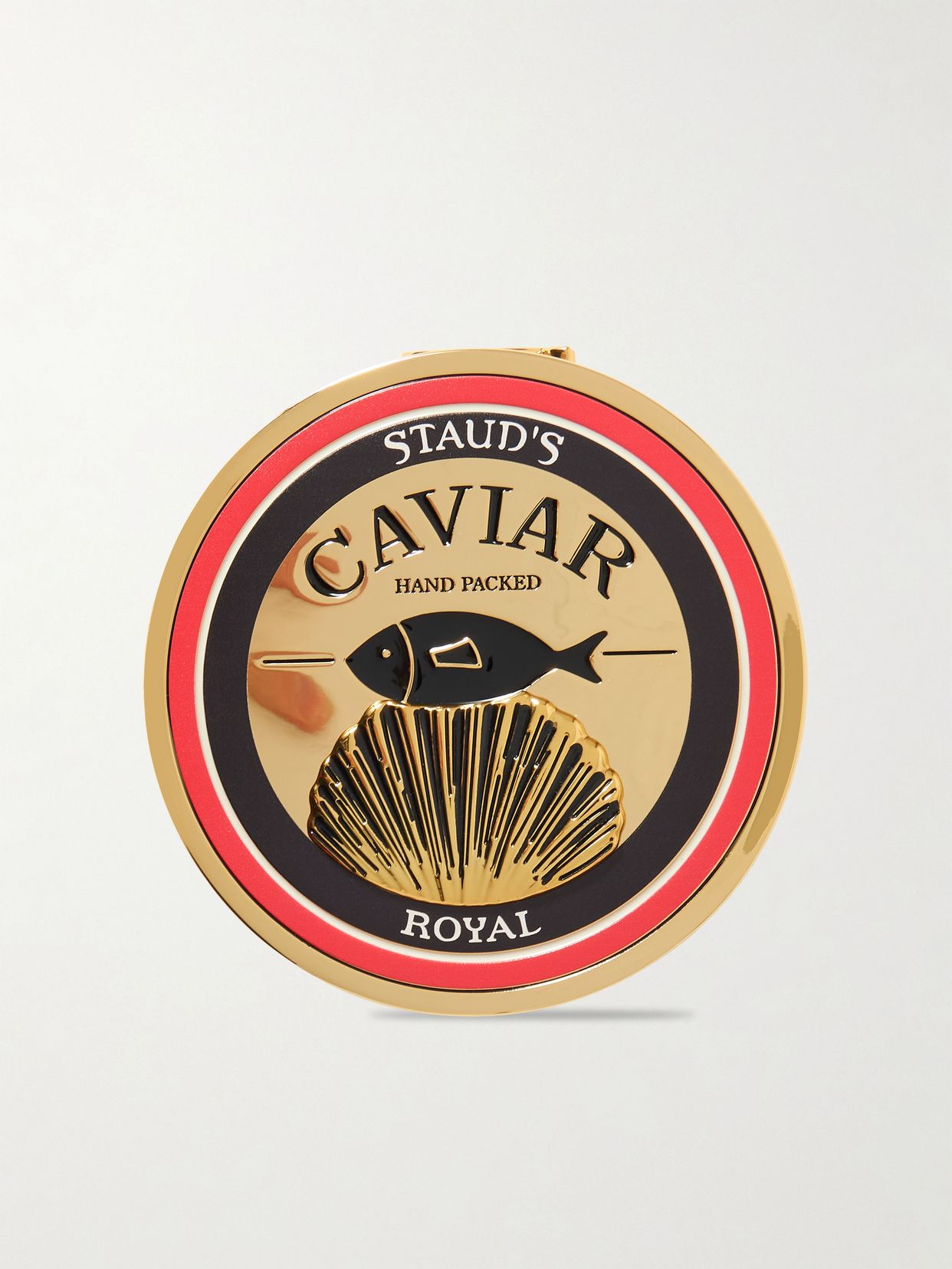 Caviar enamel gold-tone clutch