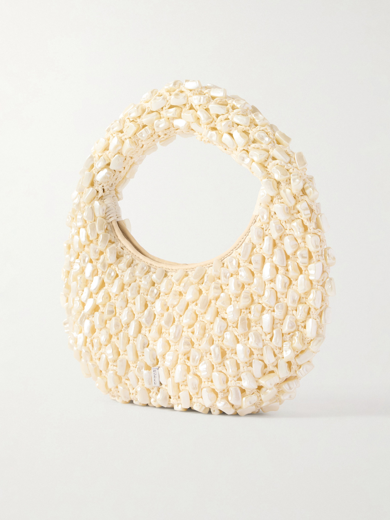 Staud Reef Bead-embellished Crochet Top Handle Bag In Neutral