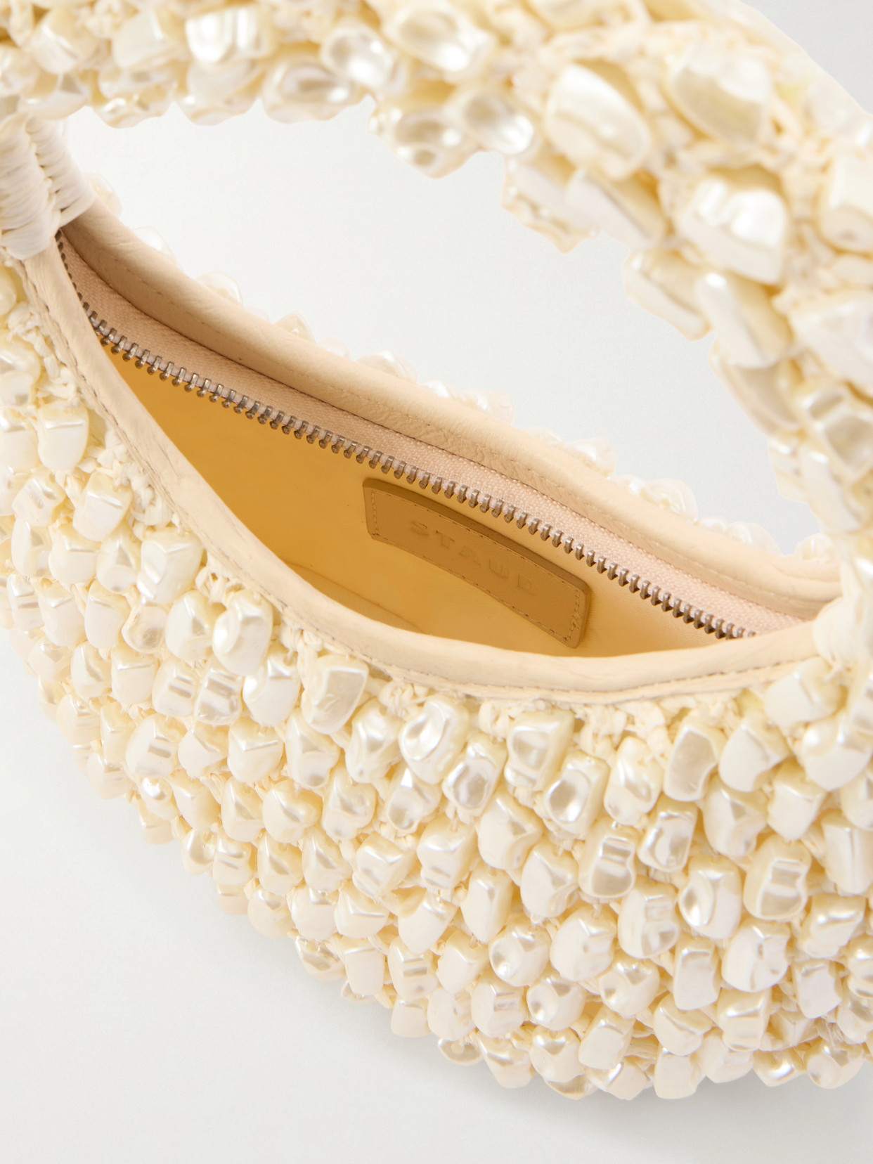Staud Reef Bead-embellished Crochet Top Handle Bag In Neutral