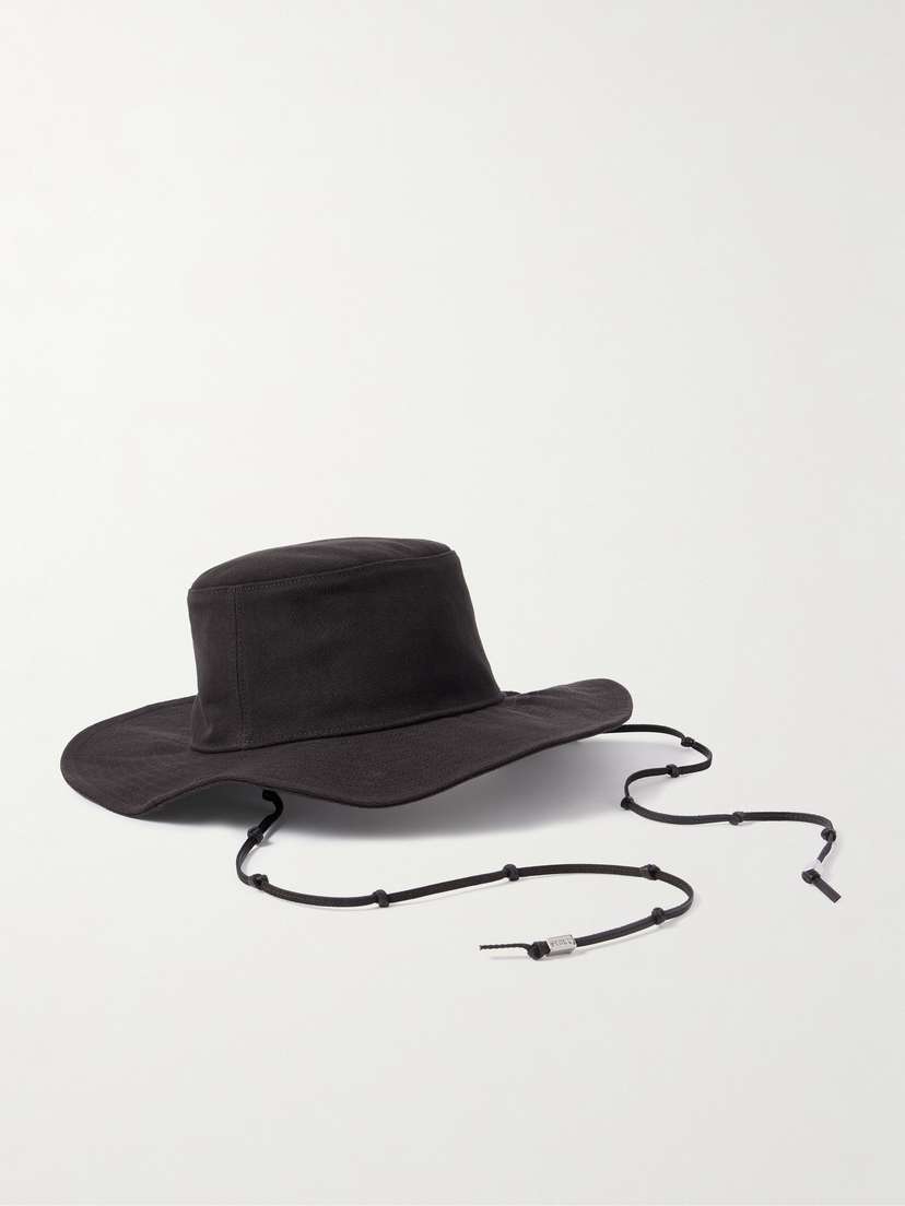 Staud Coast Suede-trimmed Cotton-canvas Bucket Hat