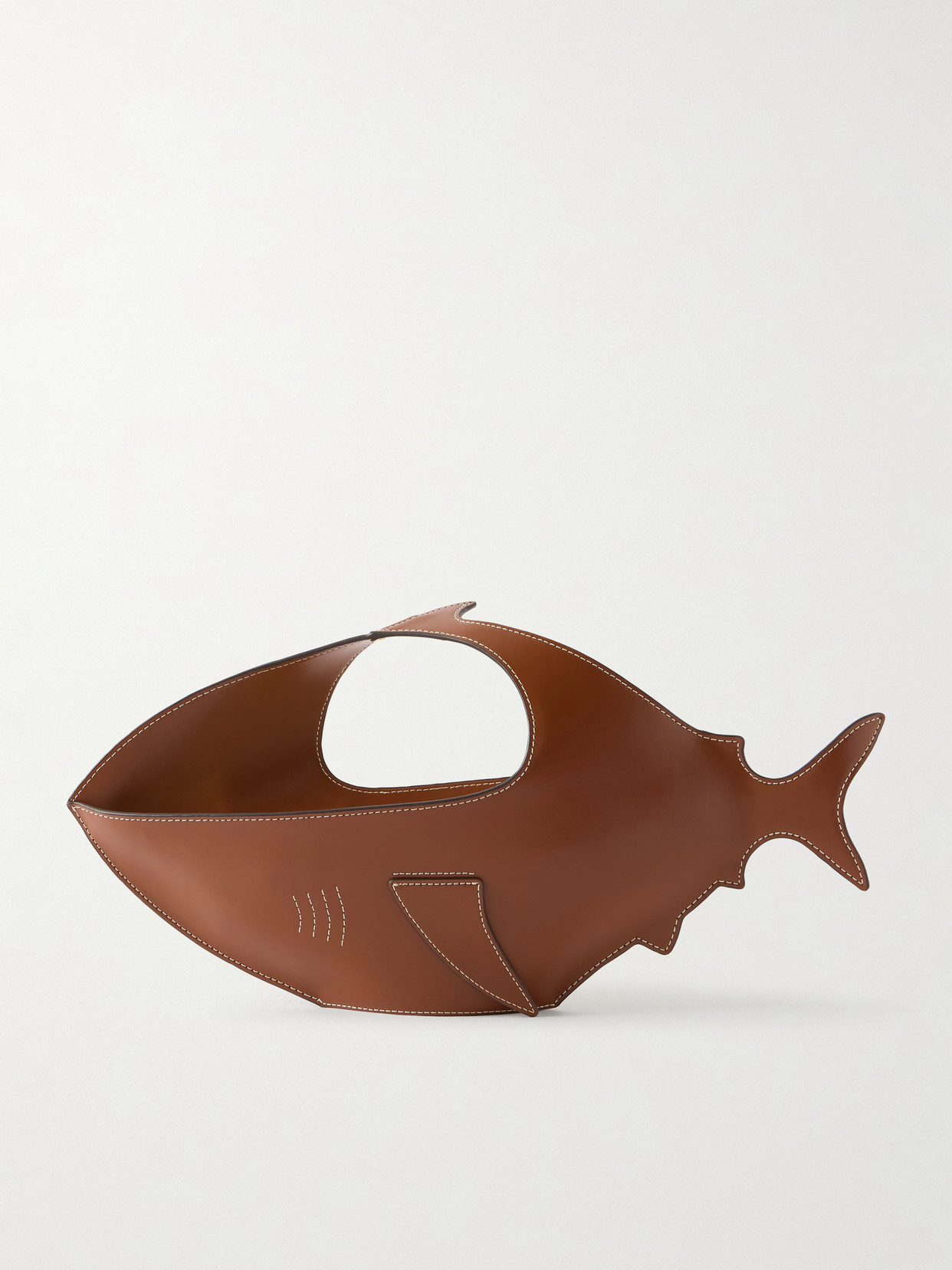 Staud Shark Leather Clutch In Brown