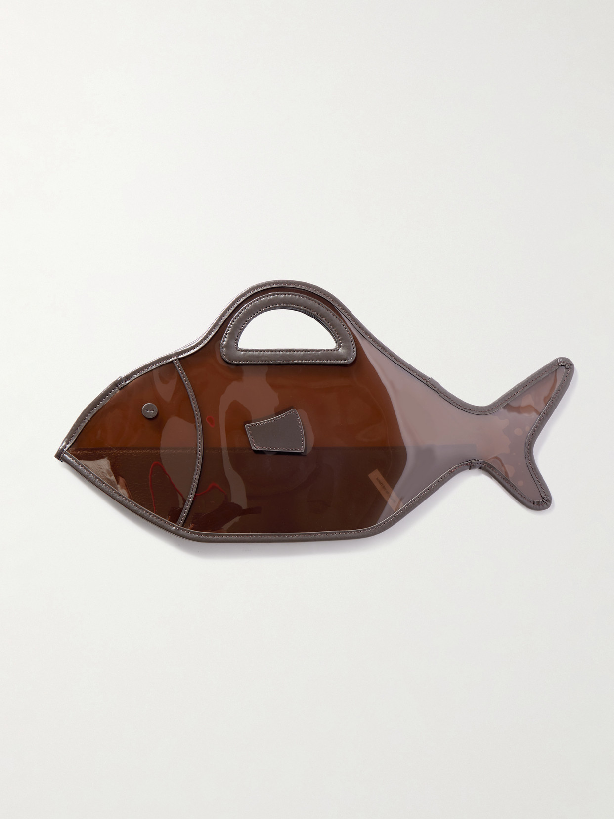 Staud Cleo Leather-trimmed Pvc Tote In Brown