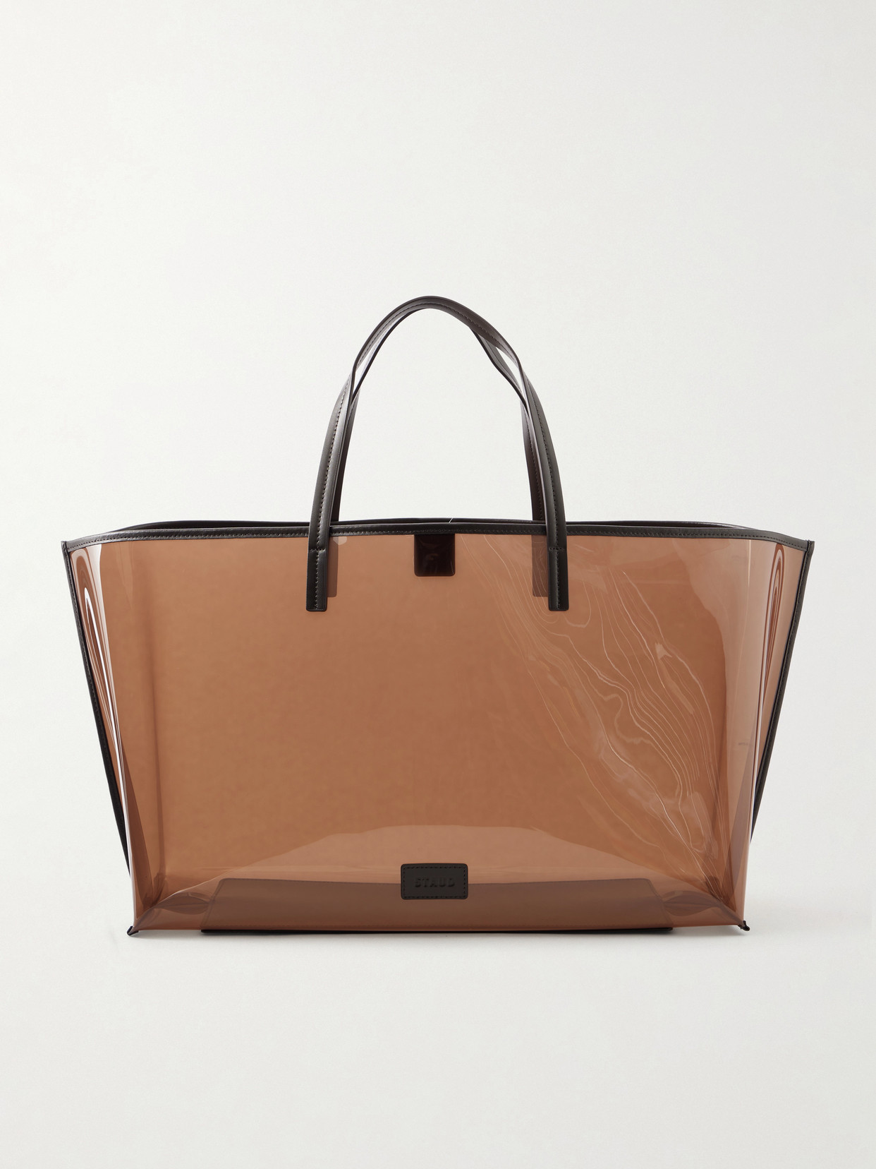 Staud Christos Large Leather-trimmed Pvc Tote In Brown