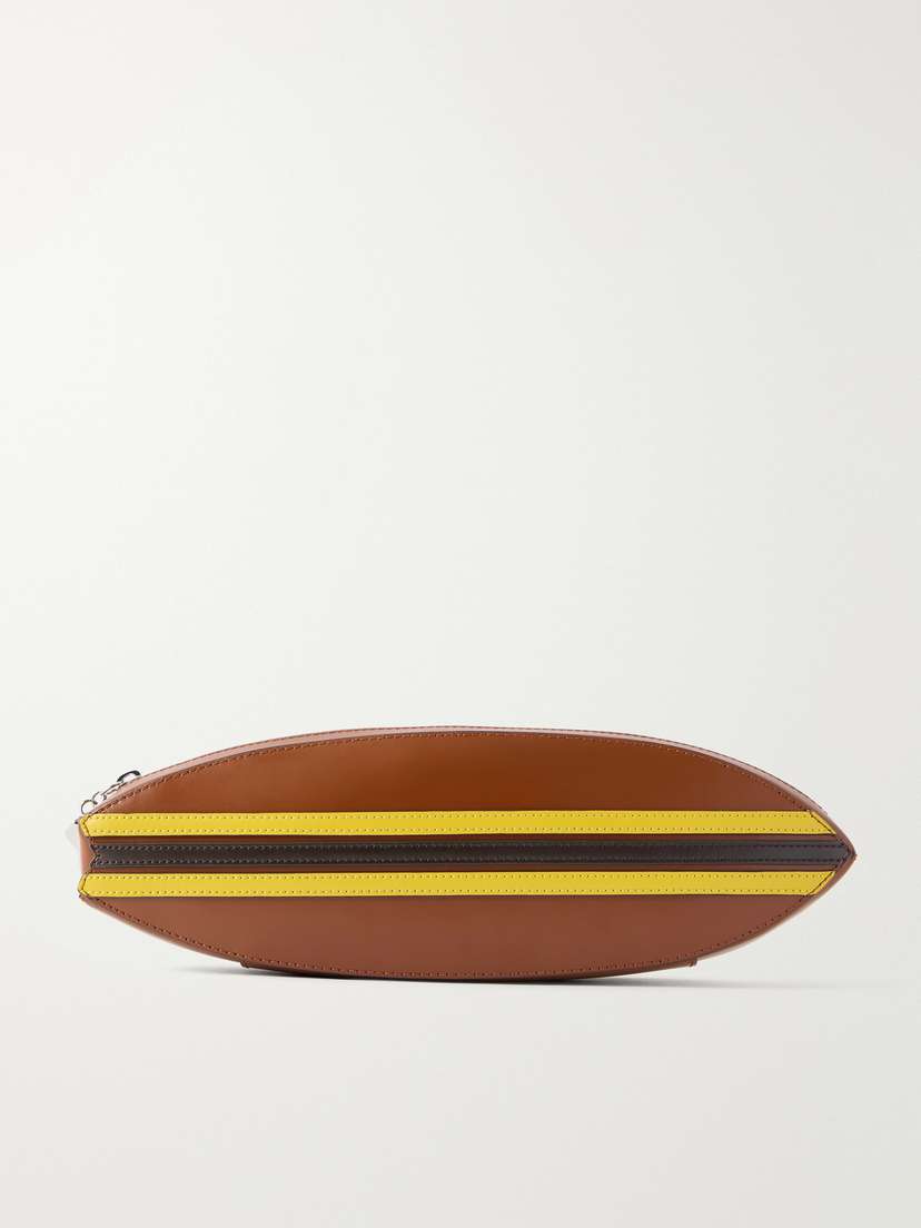 Staud Surfboard Striped Leather Clutch