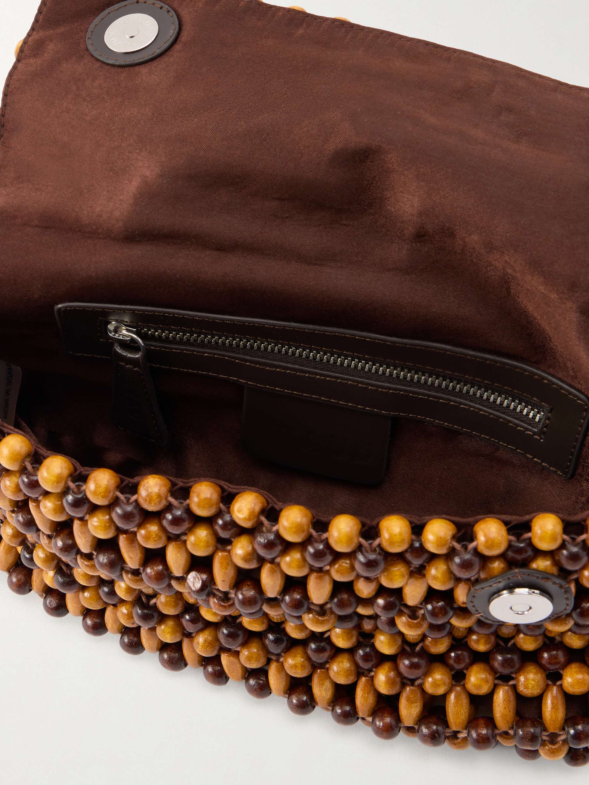 STAUD Timmy wooden-beaded shoulder bag | NET-A-PORTER
