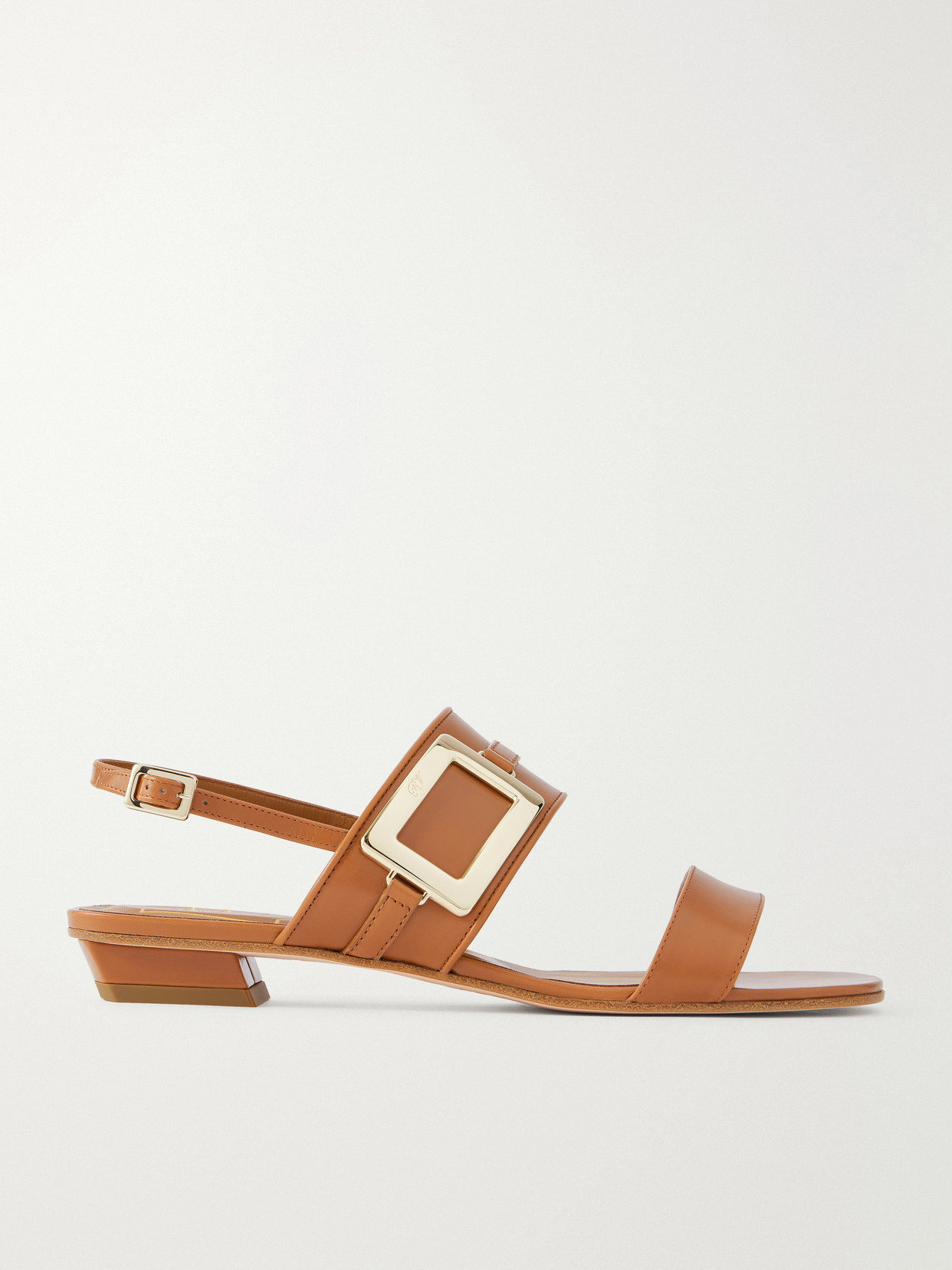Roger Vivier Belle Vivier 20 Embellished Leather Sandals In Brown