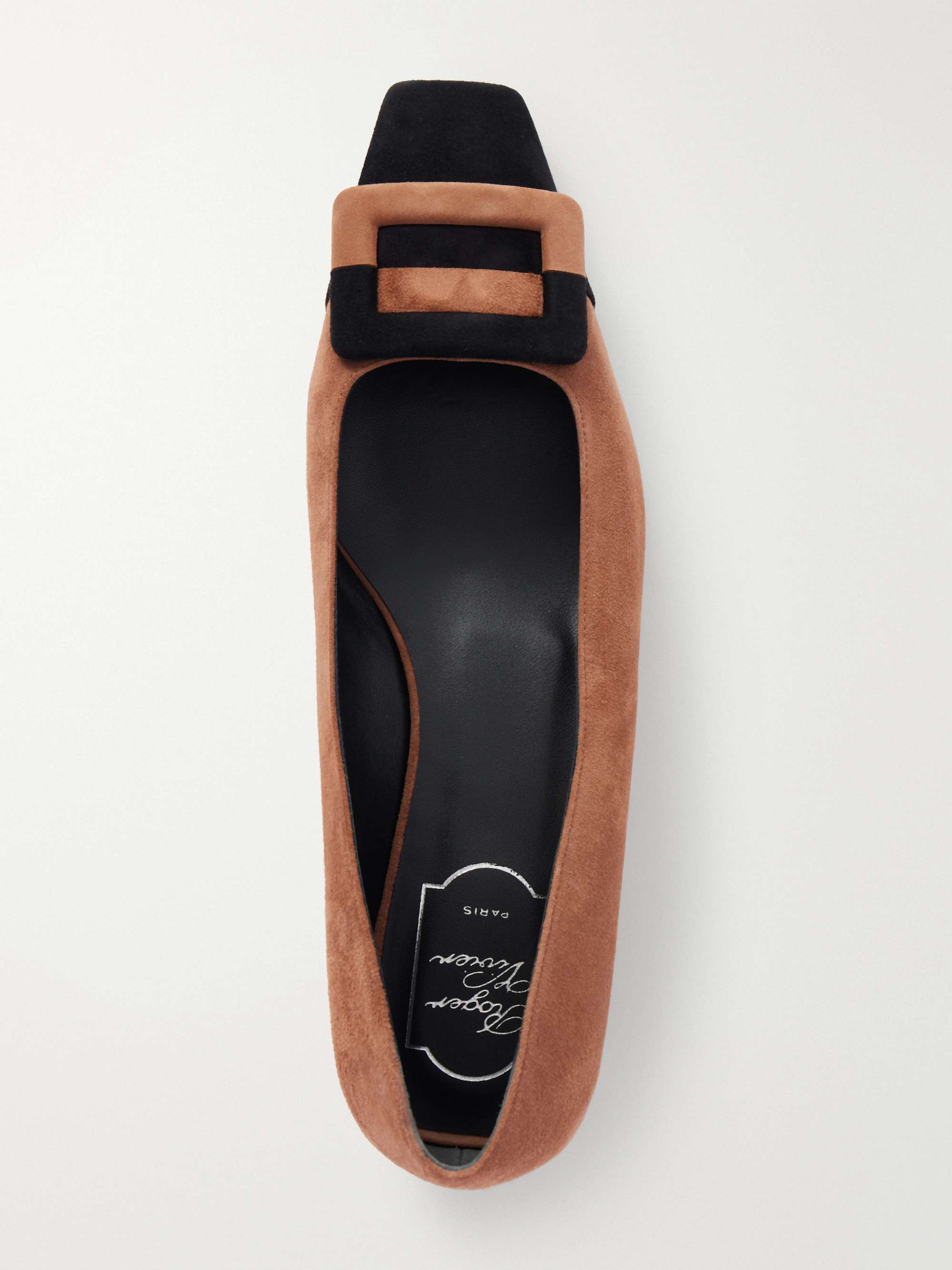 ROGER VIVIER Belle Vivier buckled two-tone suede ballet flats