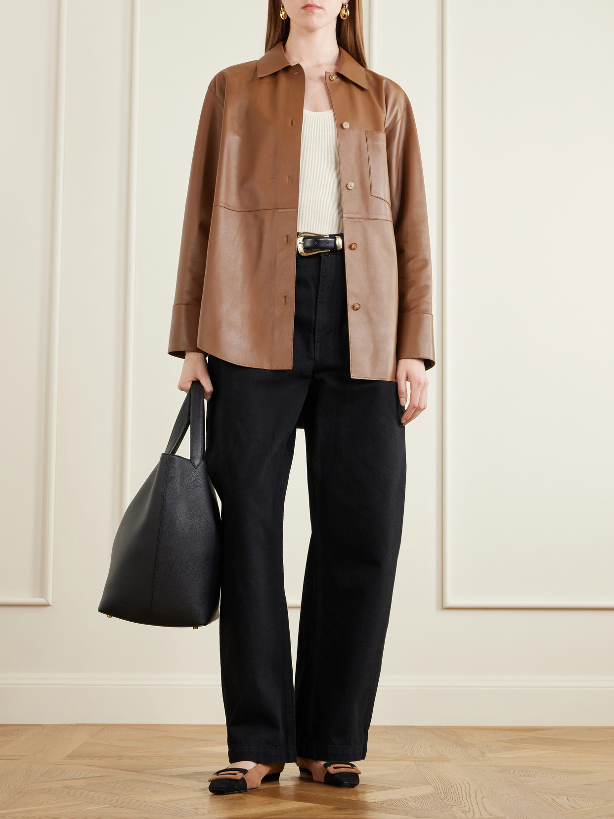 Belle Vivier Buckled Two-Tone Ballet Flats