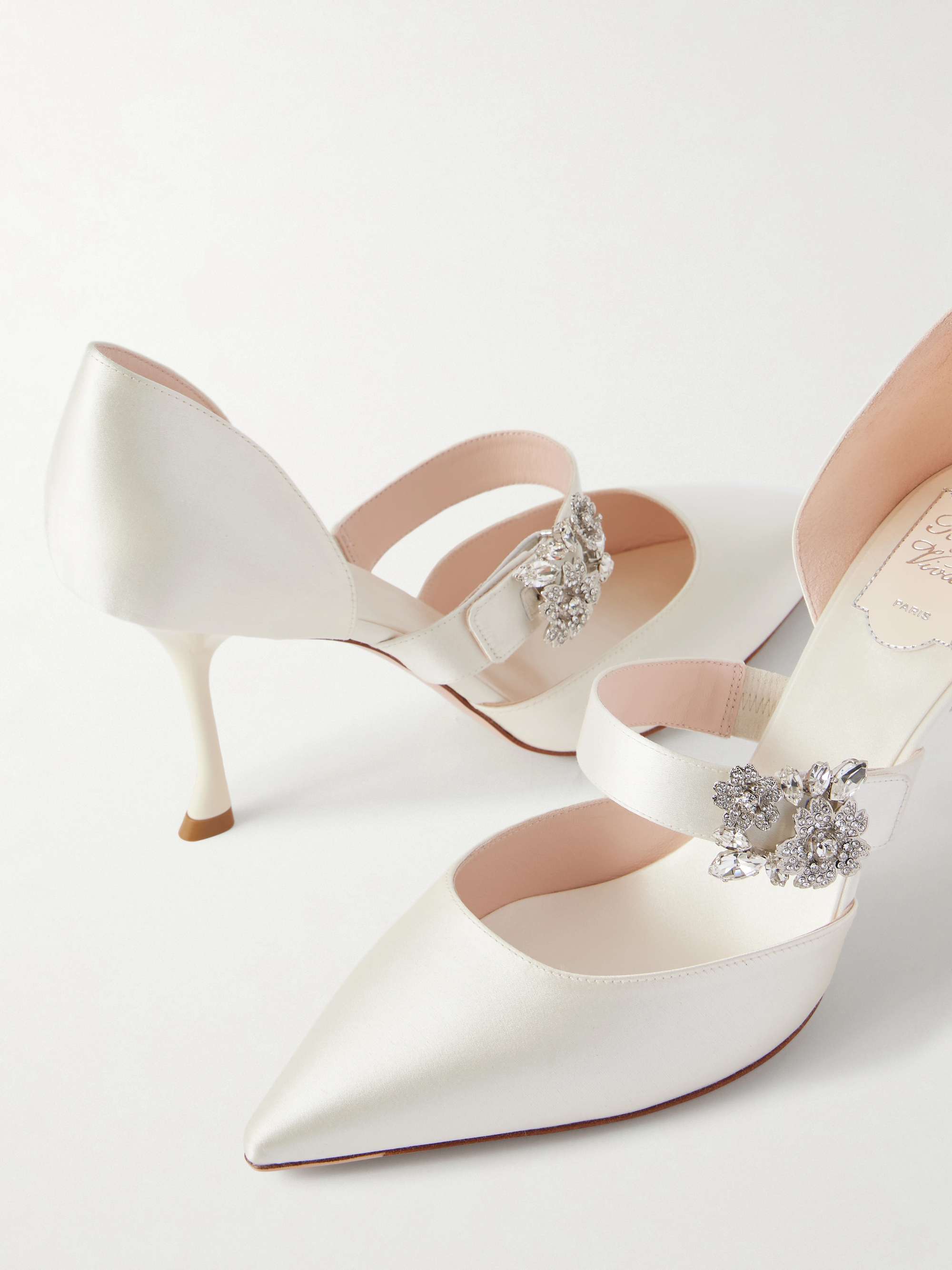 ROGER VIVIER Mini Bouquet 85 crystal-embellished satin pumps | NET