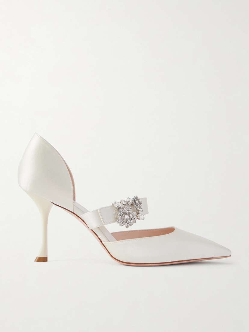 Roger Vivier Mini Bouquet 85 Crystal-embellished Satin Pumps