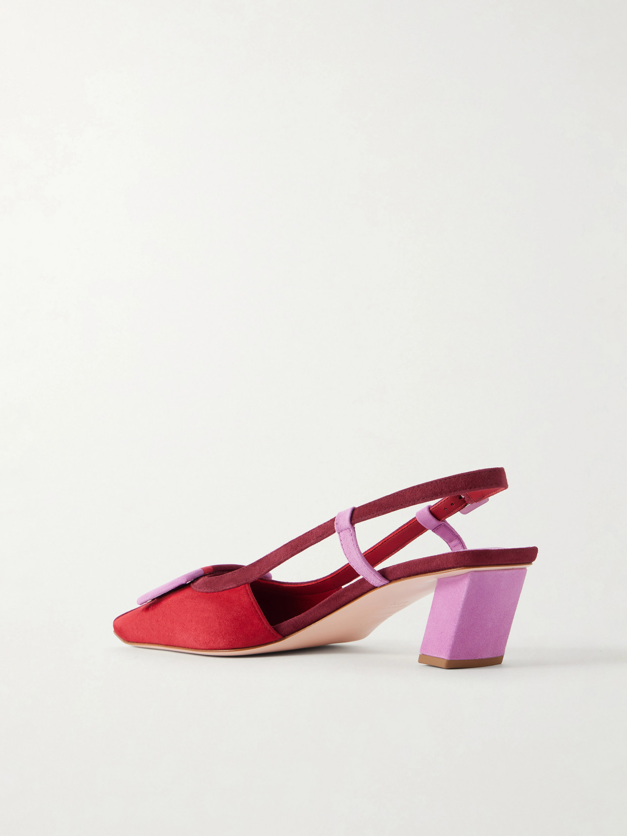Roger Vivier Belle Vivier 45 Color-block Patent-leather Slingback Pumps In Red