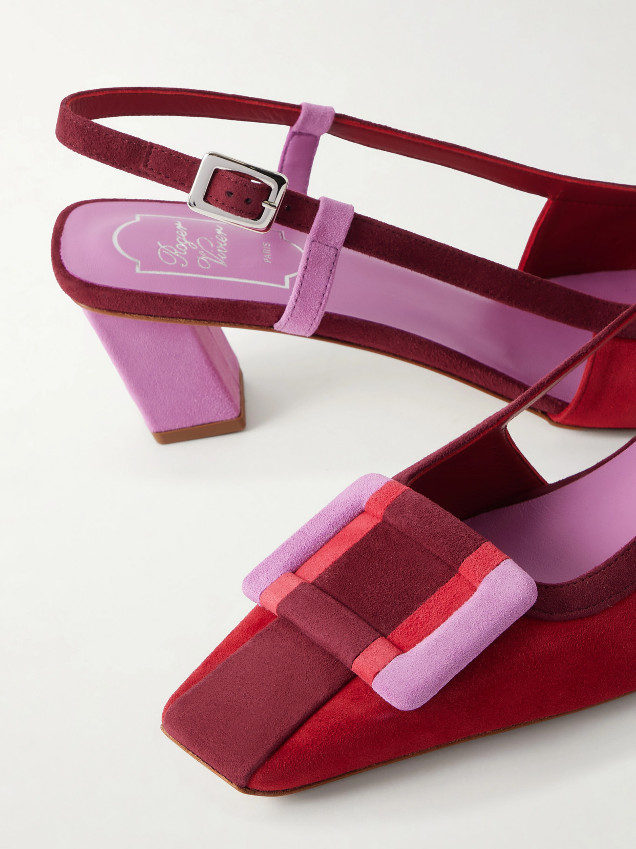 Roger Vivier Belle Vivier 45 Color-block Patent-leather Slingback Pumps In Red