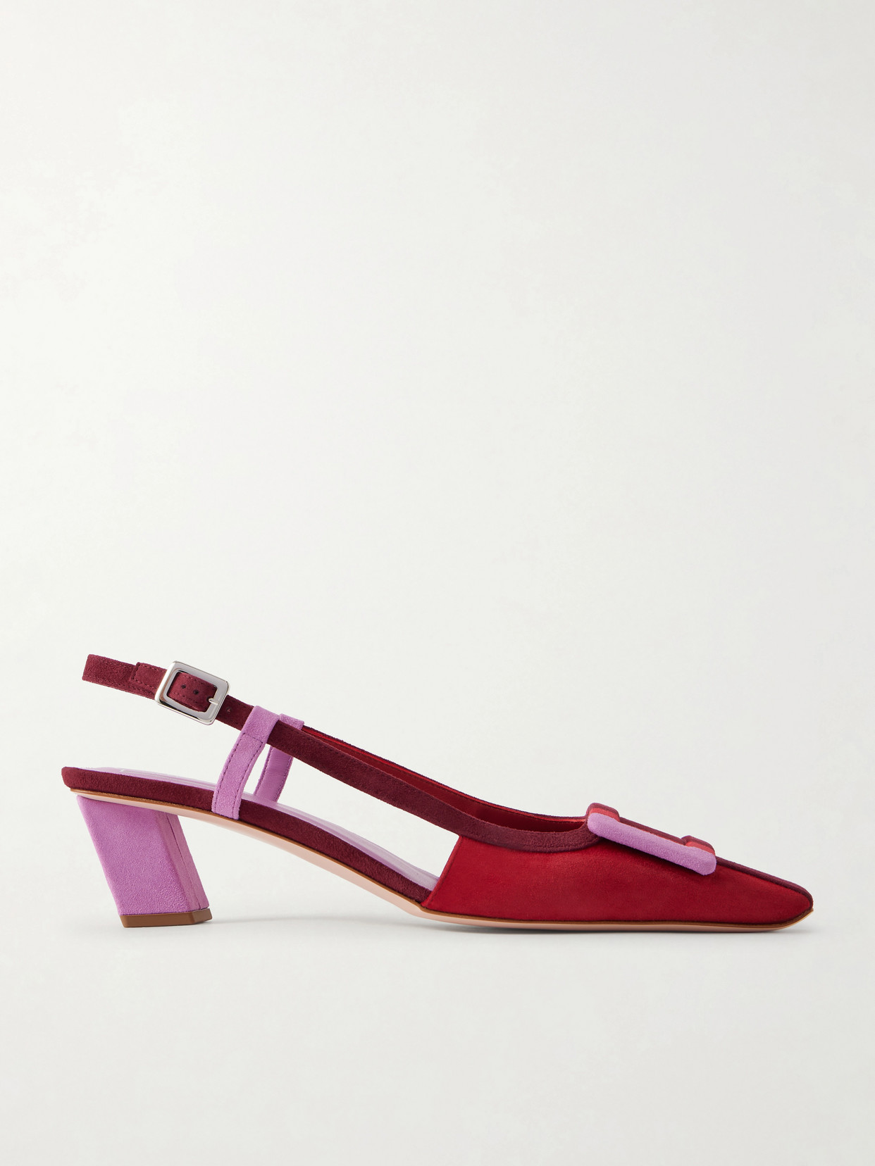 Roger Vivier Belle Vivier 45 Color-block Patent-leather Slingback Pumps In Red