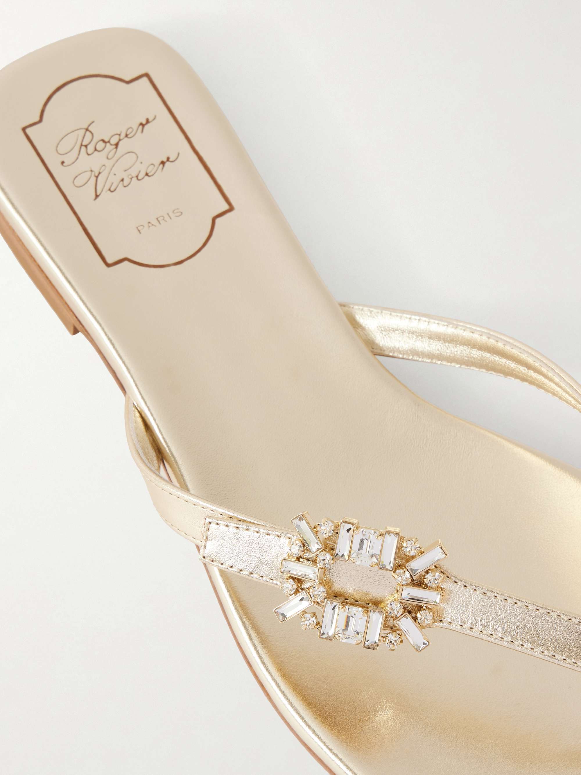 ROGER VIVIER Strass B crystal-embellished metallic leather sandals