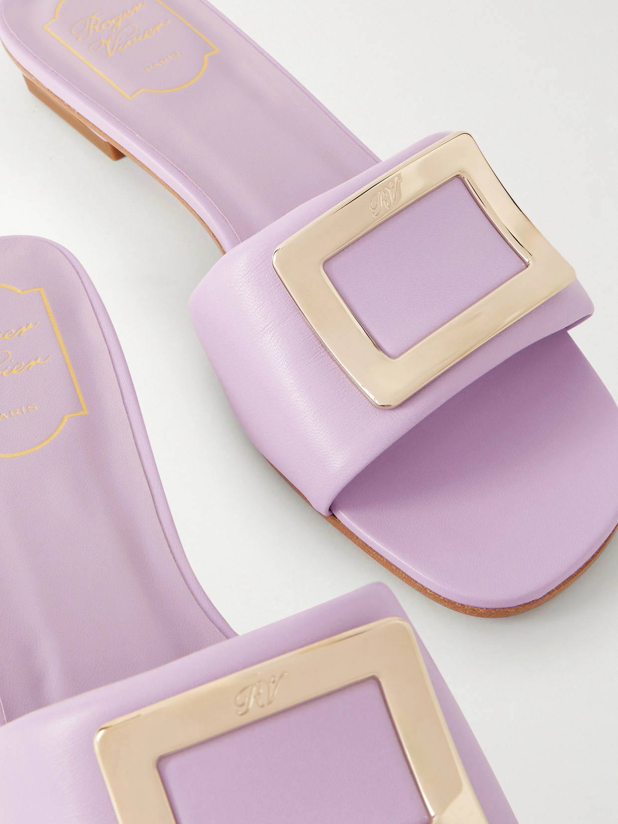 20 Buckled Padded-Leather Mules