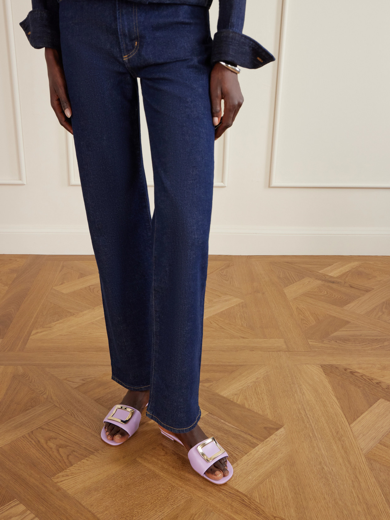 20 Buckled Padded-Leather Mules