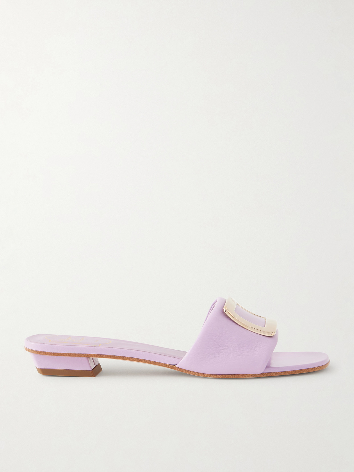 Roger Vivier 20 Buckled Padded-leather Mules In Purple