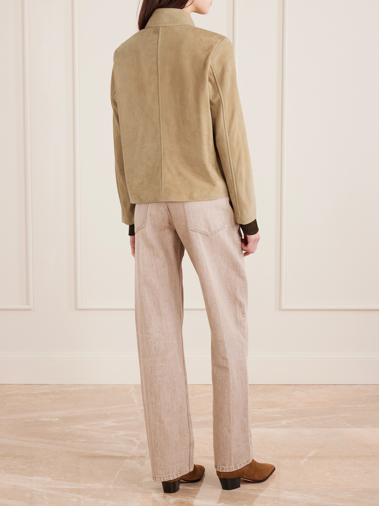 Nour Hammour Louise Suede Jacket In Neutral