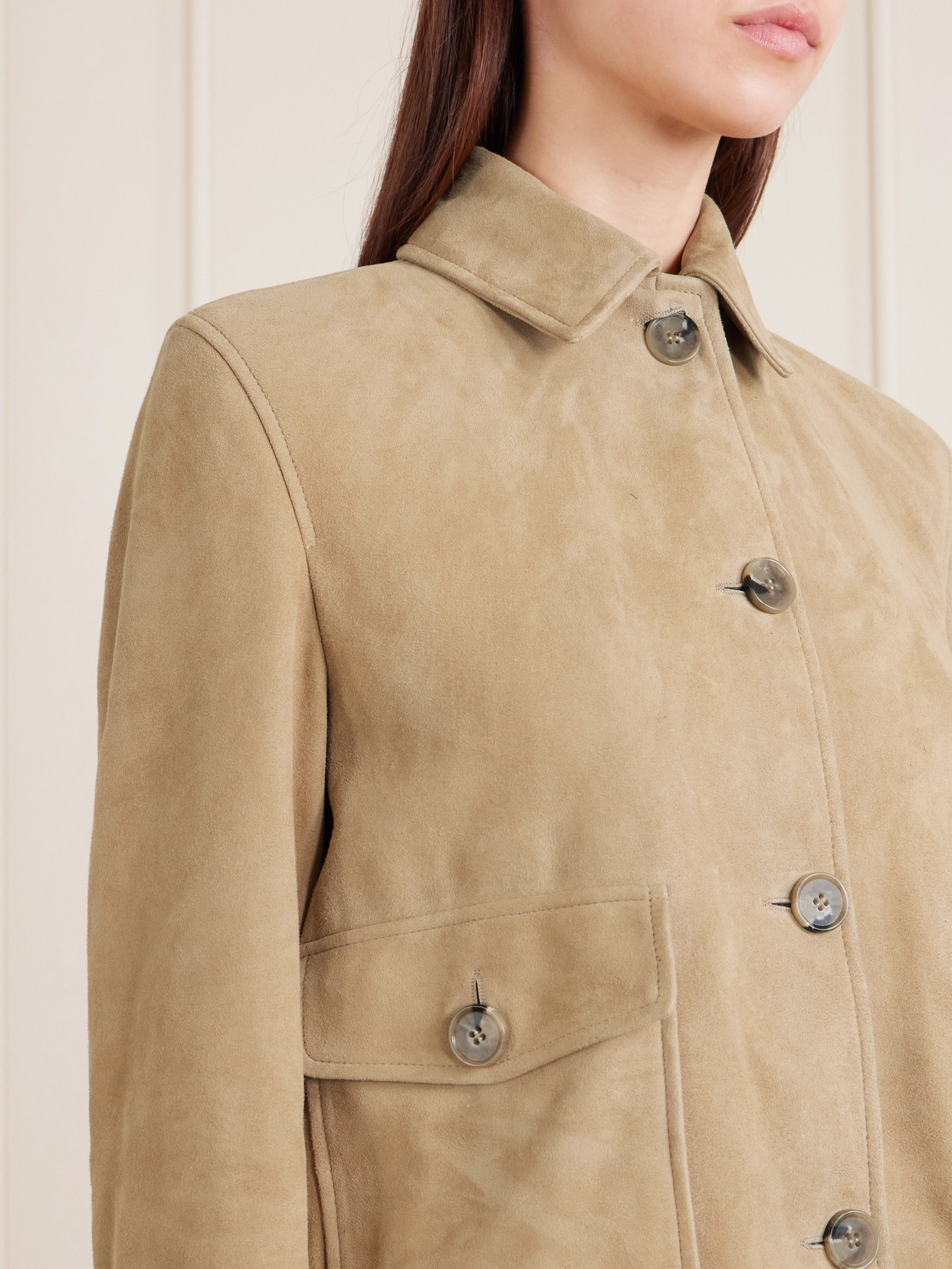 Nour Hammour Louise Suede Jacket In Neutral