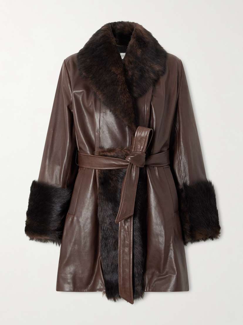 Nour Hammour Carmen Belted Shearling Jacket