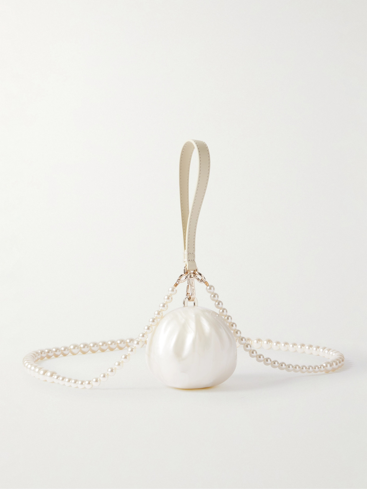 Simone Rocha Egg Faux Pearl-embellished Leather-trimmed Acrylic Clutch In White