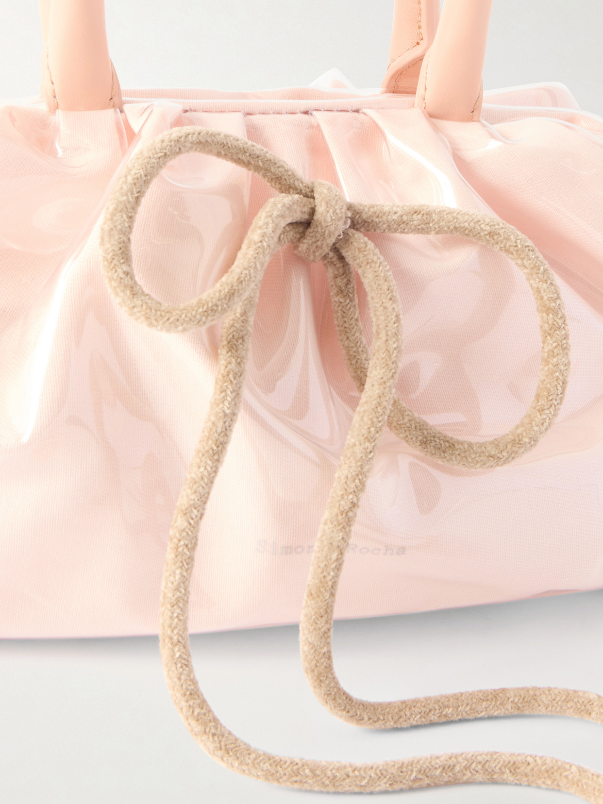 Bow-Detailed Leather And Chenille-Trimmed Vinyl Tote