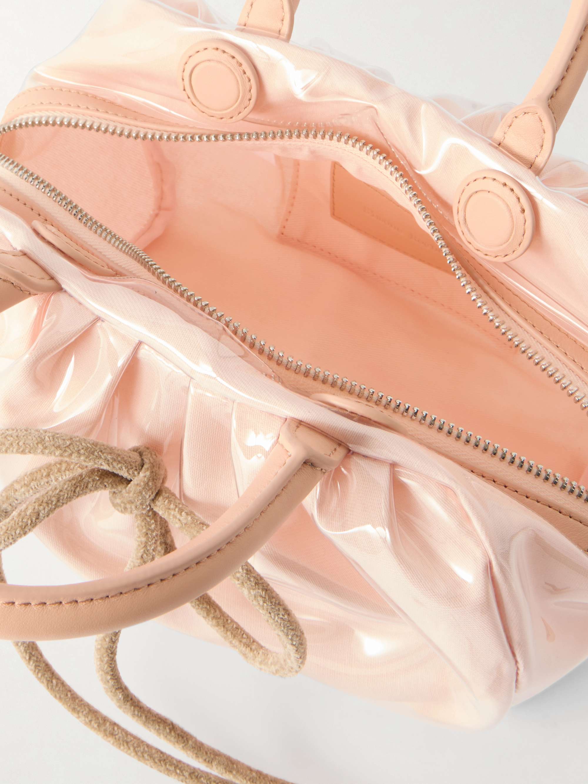 SIMONE ROCHA Bow-detailed leather and chenille-trimmed vinyl tote
