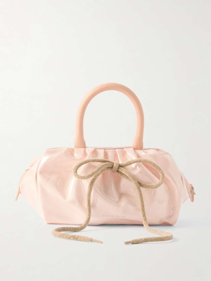 Simone Rocha Bow-detailed Leather And Chenille-trimmed Vinyl Tote