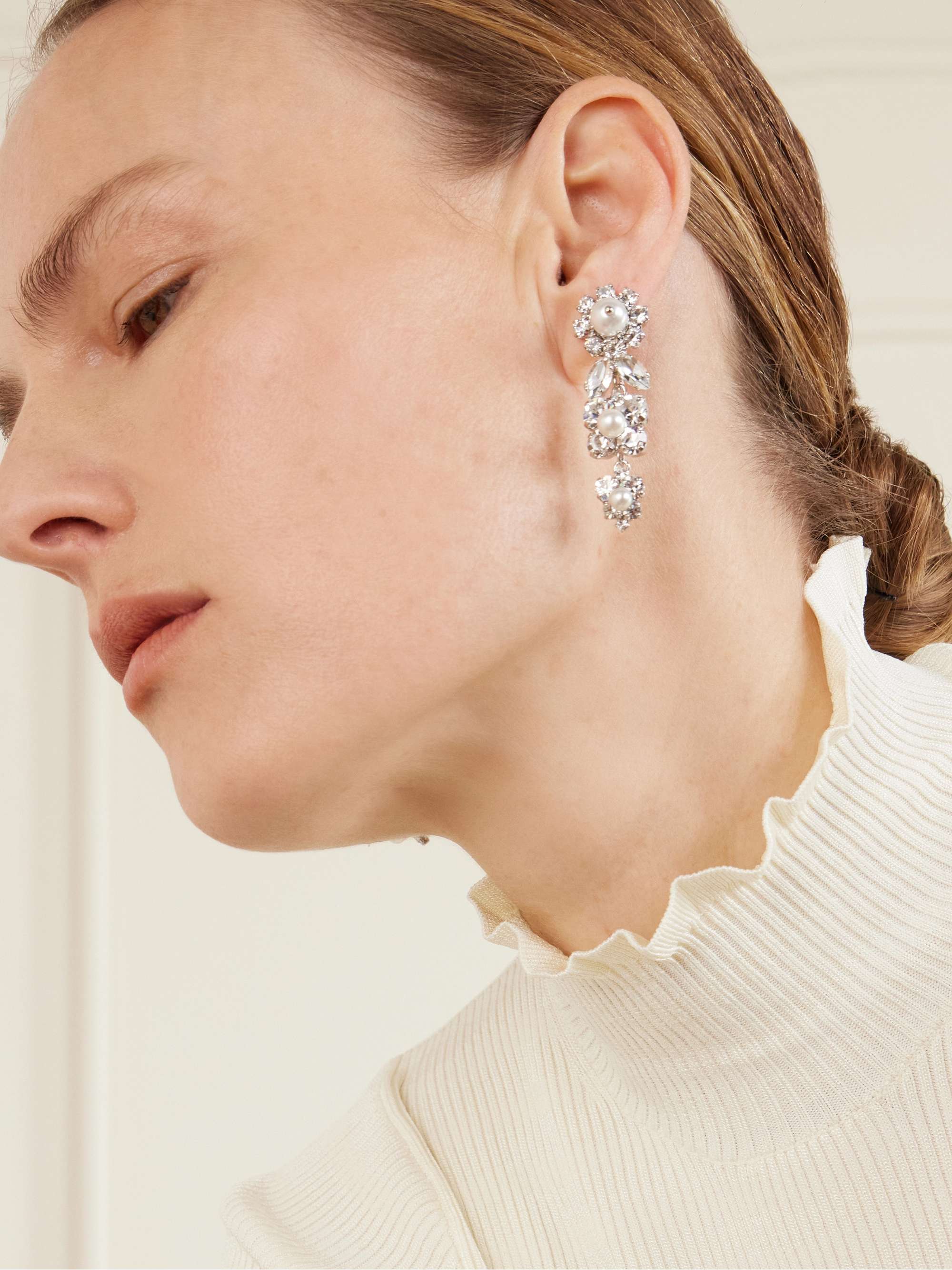 SIMONE ROCHA Daisy Cluster silver-tone, crystal and faux pearl