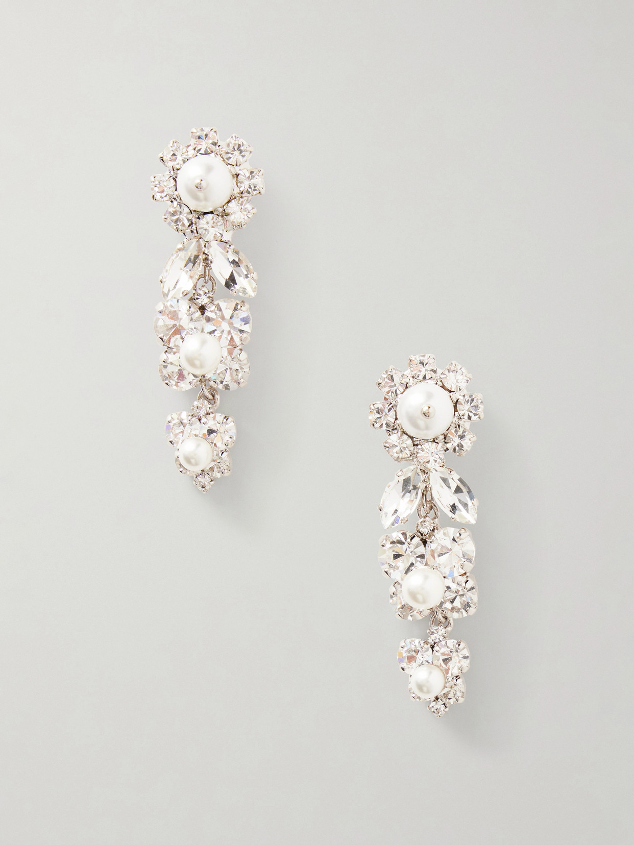 Simone Rocha Daisy Cluster Silver-tone, Crystal And Faux Pearl Earrings In White