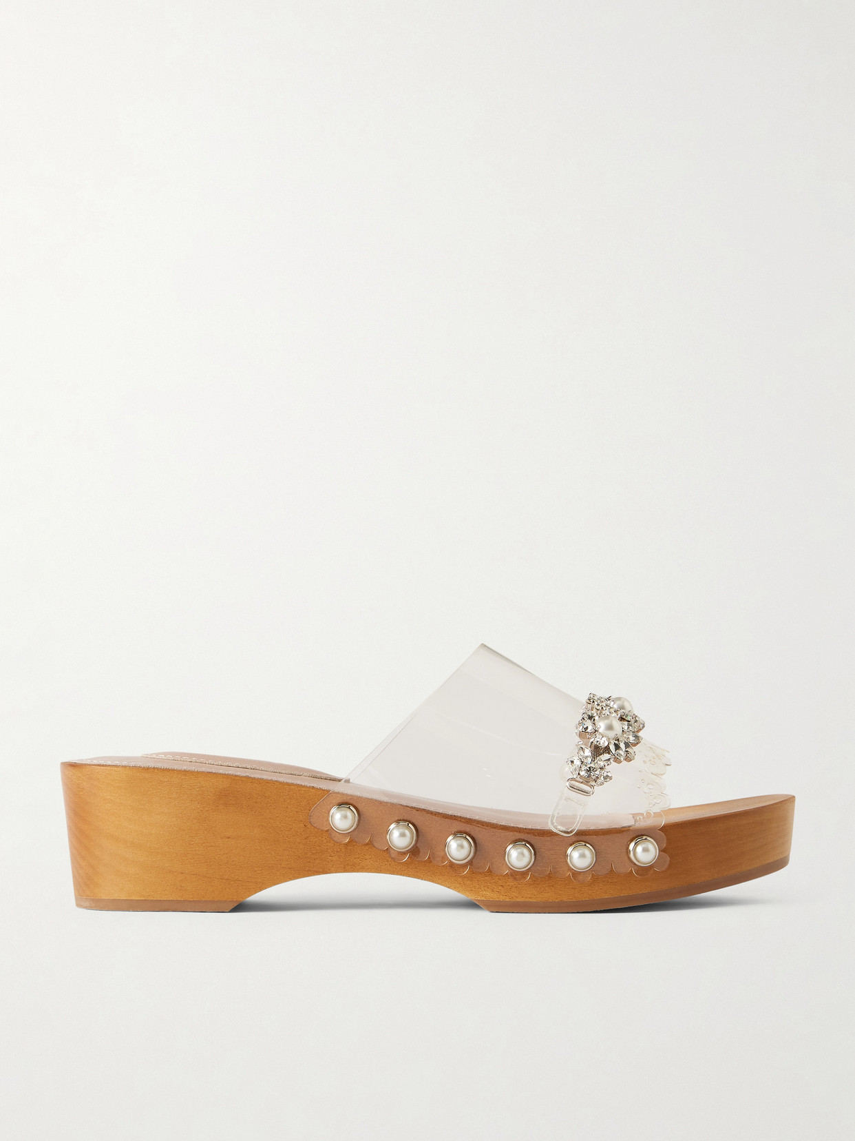 Simone Rocha Crystal-embellished Pu Clogs In Neutral