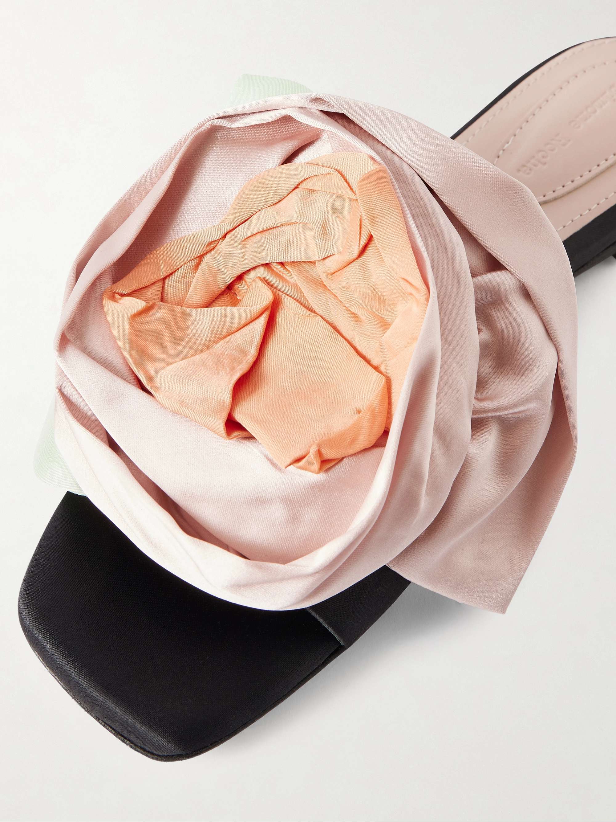 SIMONE ROCHA Floral-appliquéd satin slides | NET-A-PORTER