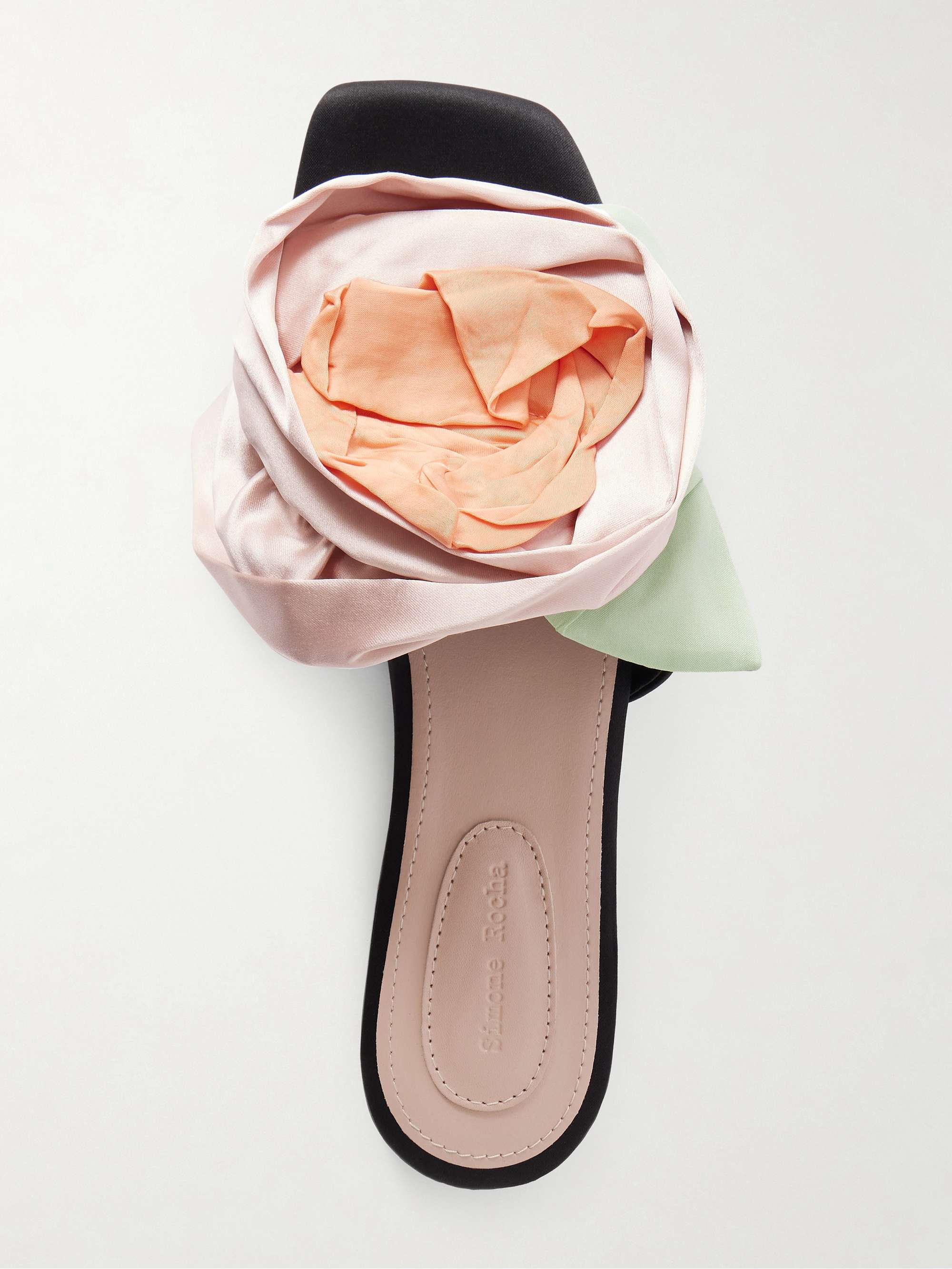 SIMONE ROCHA Floral-appliquéd satin slides | NET-A-PORTER