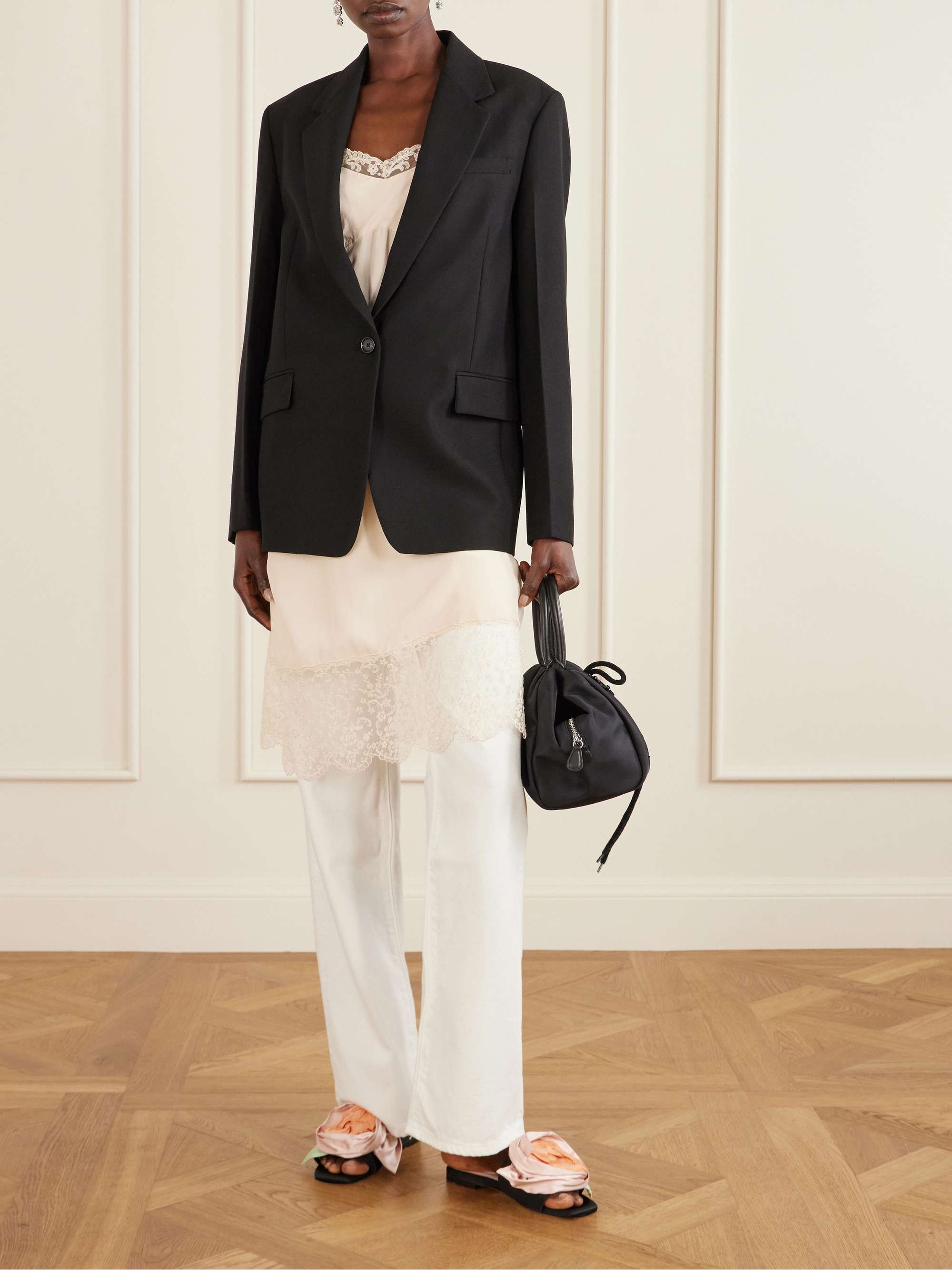 SIMONE ROCHA Floral-appliquéd satin slides | NET-A-PORTER