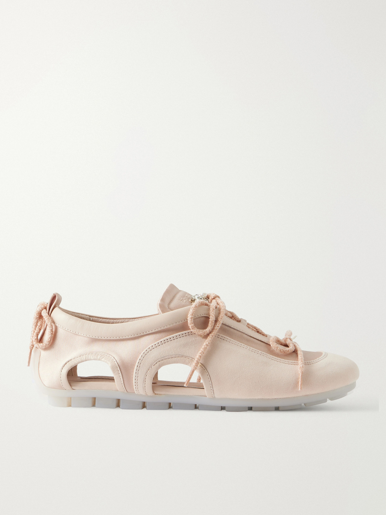 Simone Rocha Ballerina Cutout Suede-trimmed Satin Sneakers In Pink