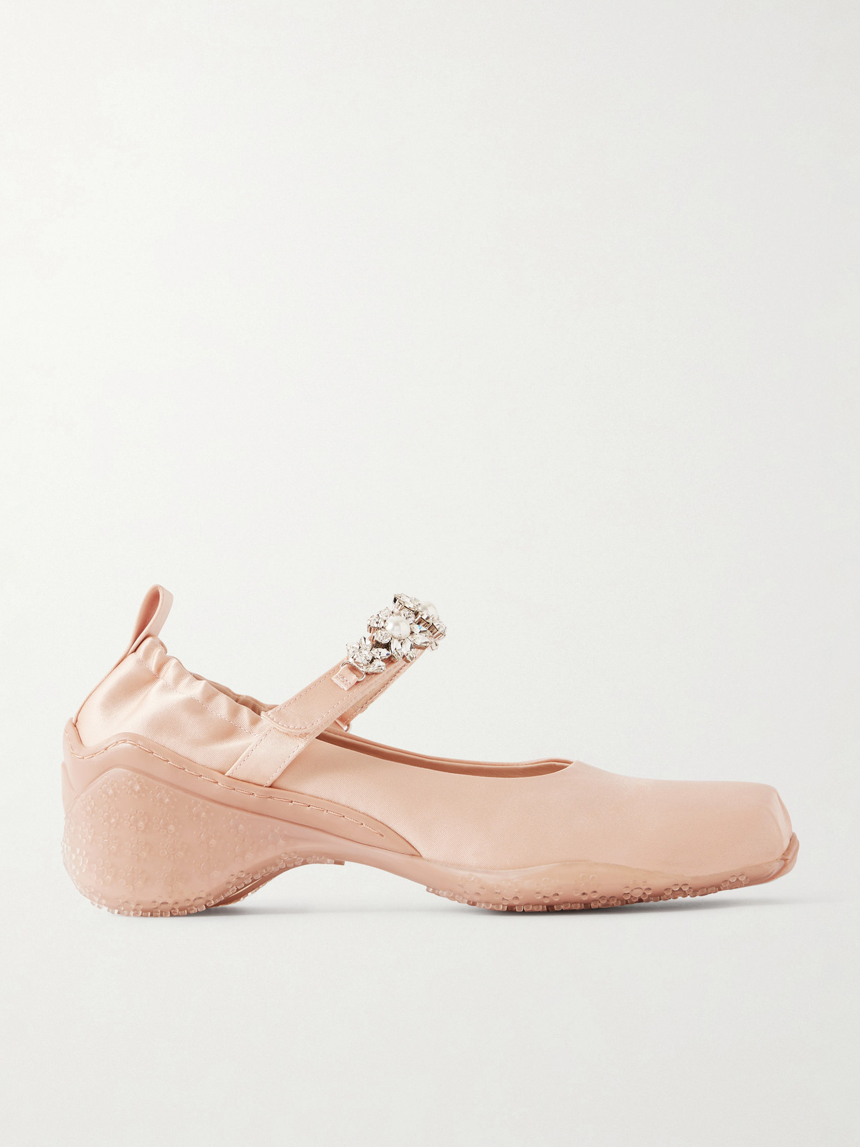 Simone Rocha Ballet Runner Crystal-embellished Satin Pumps In Pink