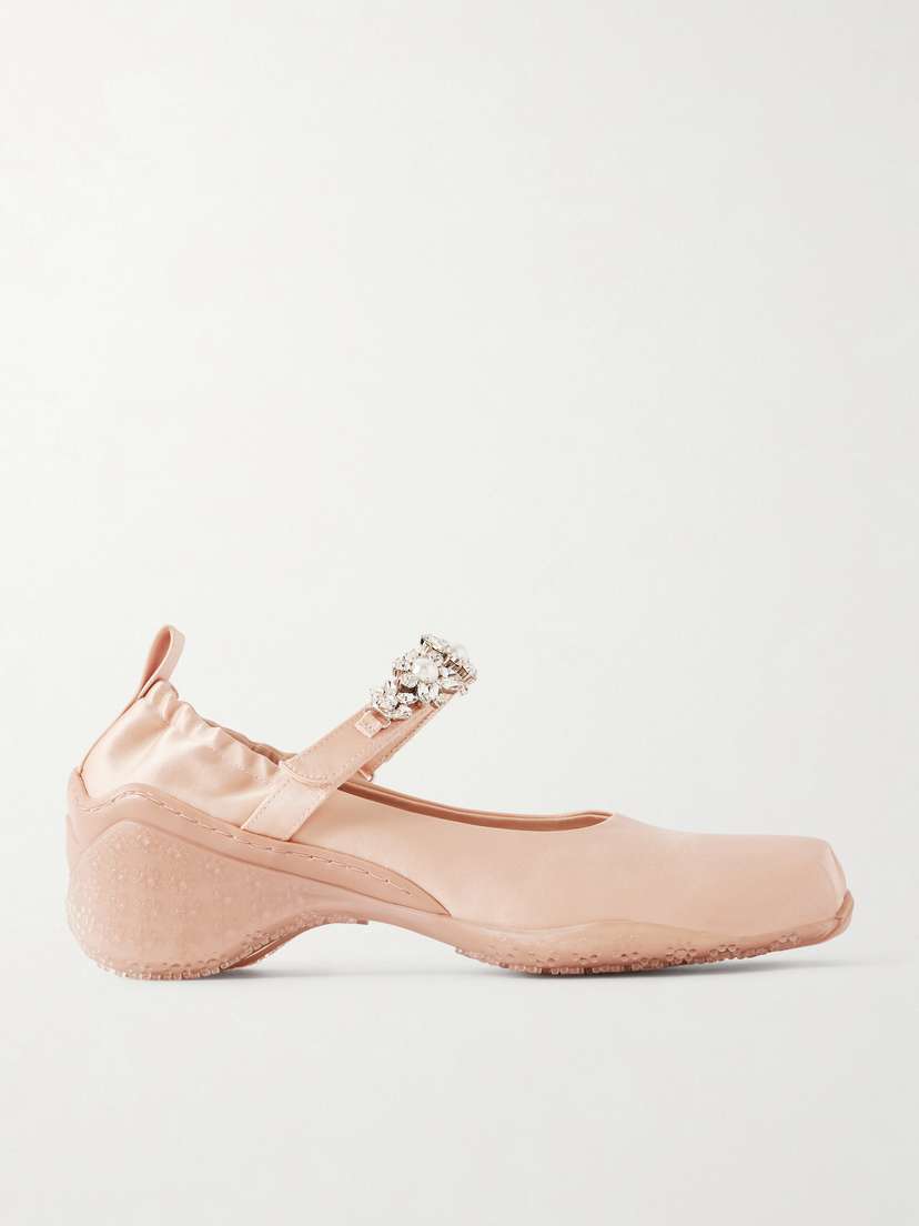 Simone Rocha Ballet Runner Crystal-embellished Satin Pumps