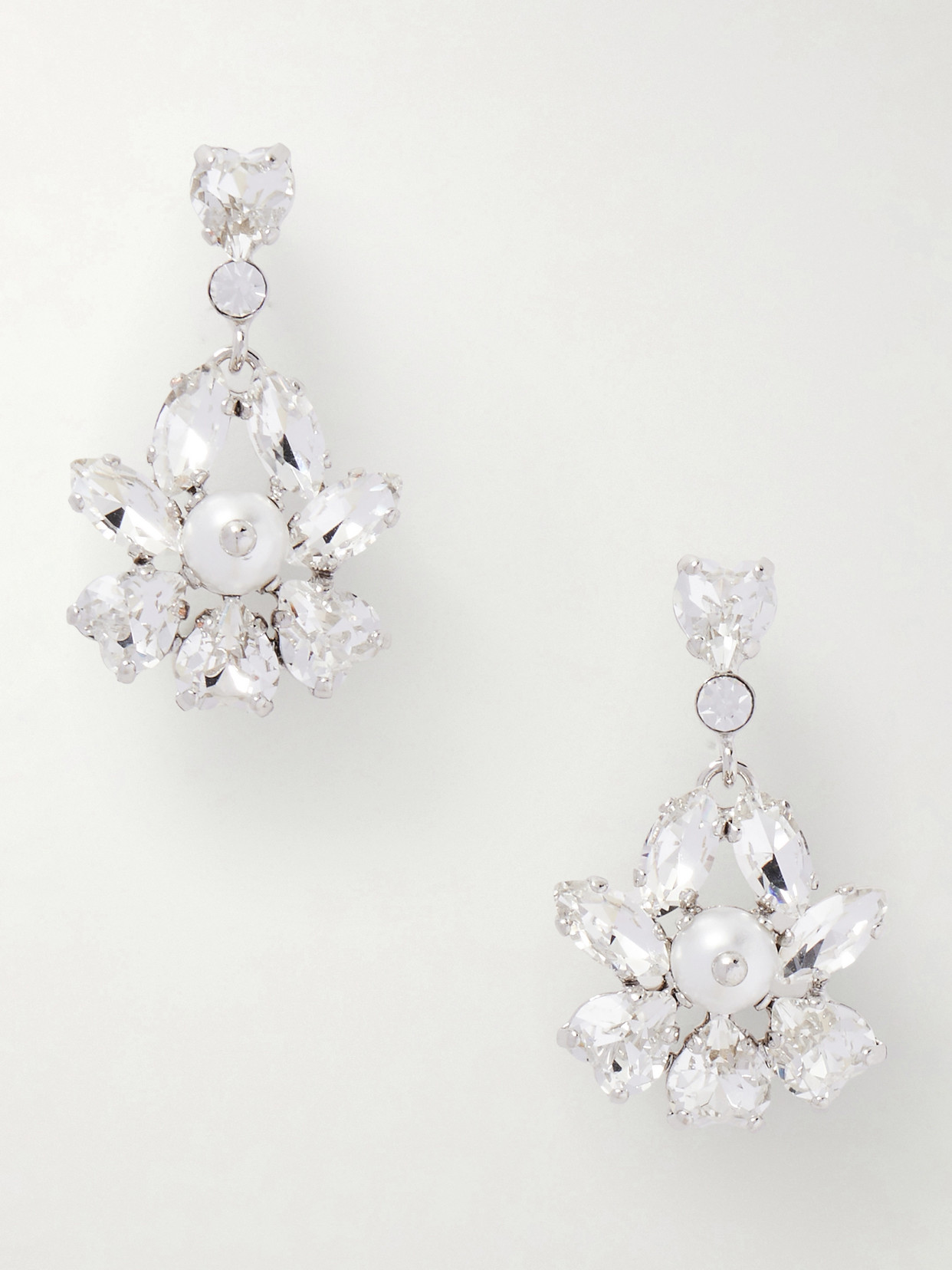 Simone Rocha Heartbloom Silver-tone, Crystal And Resin Earrings