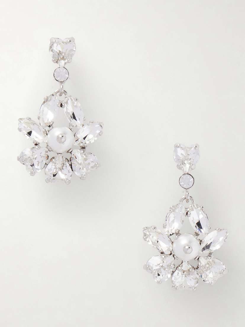 Simone Rocha Heartbloom Silver-tone, Crystal And Resin Earrings