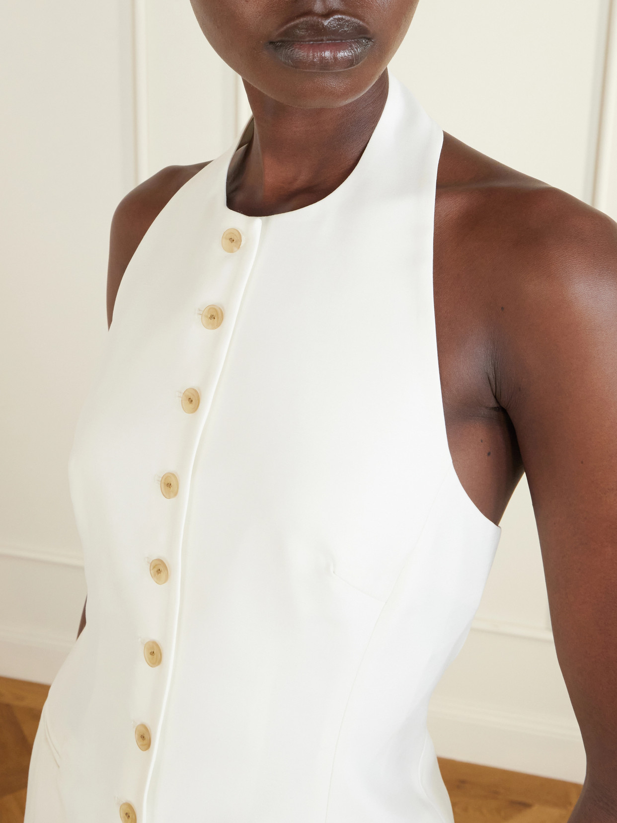 Lupita Halterneck Sleeveless Wool And Silk-Blend Top