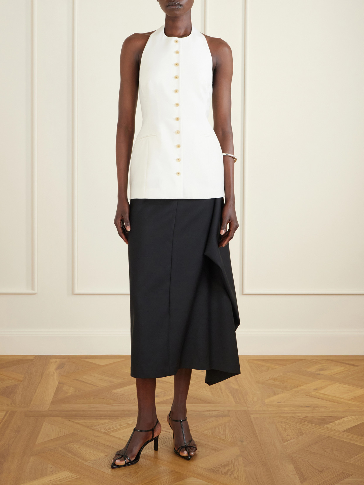 Lupita Halterneck Sleeveless Wool And Silk-Blend Top