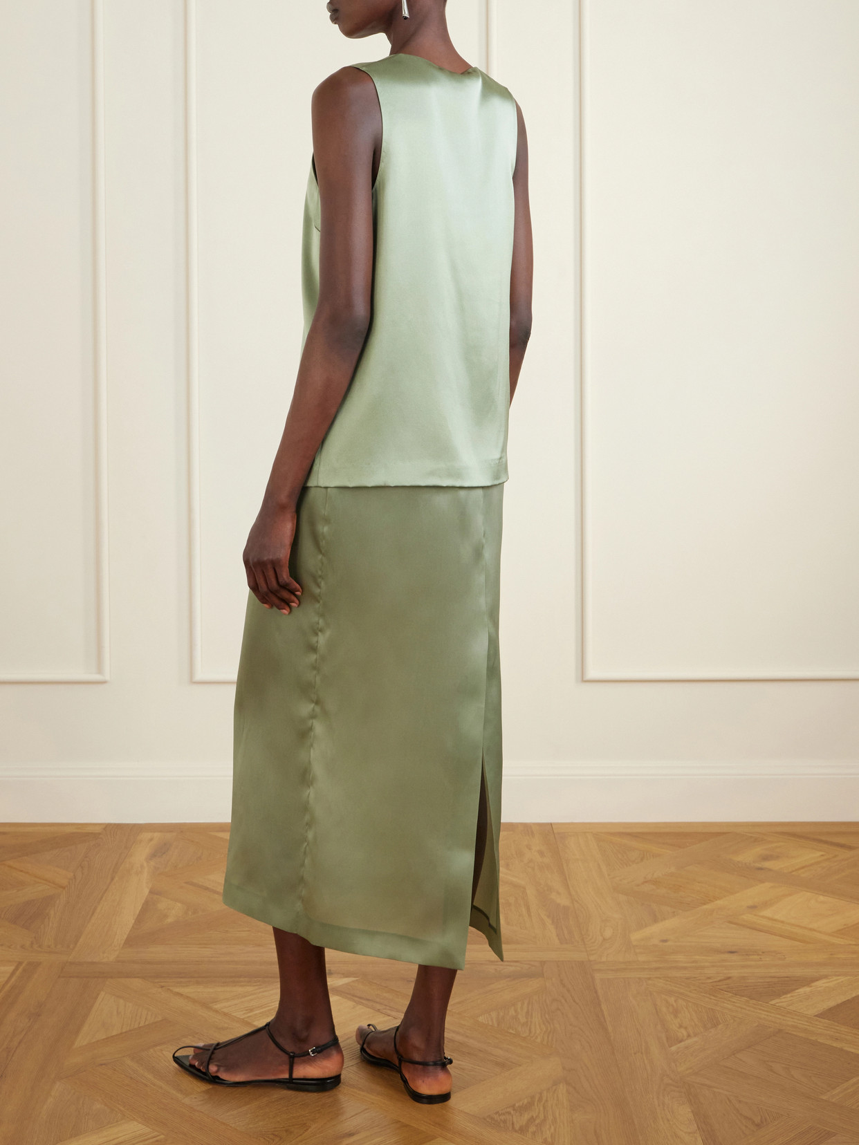 Elaine Silk-Satin Tank Top