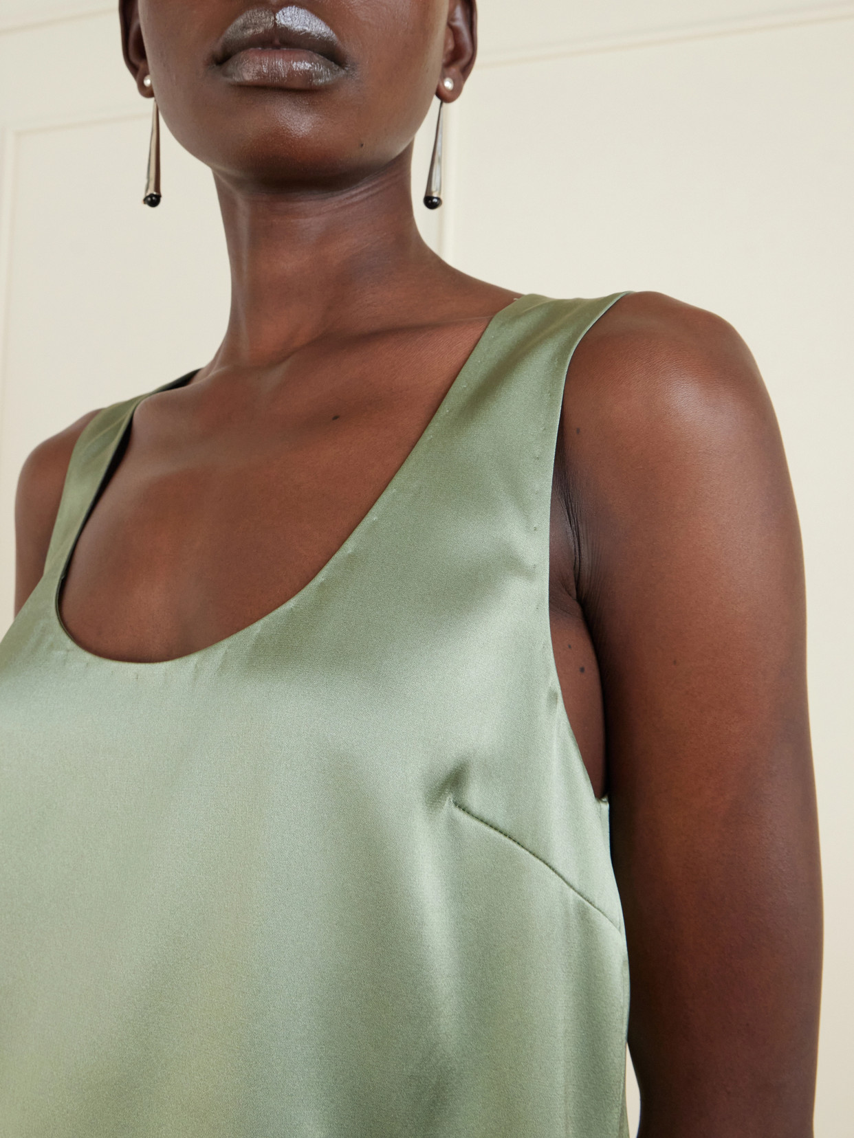 Elaine Silk-Satin Tank Top