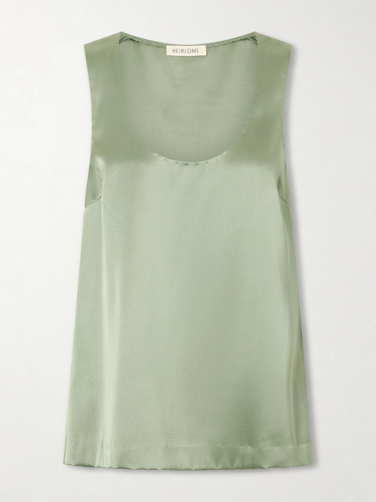 Heirlome Elaine Silk-satin Tank Top In Green