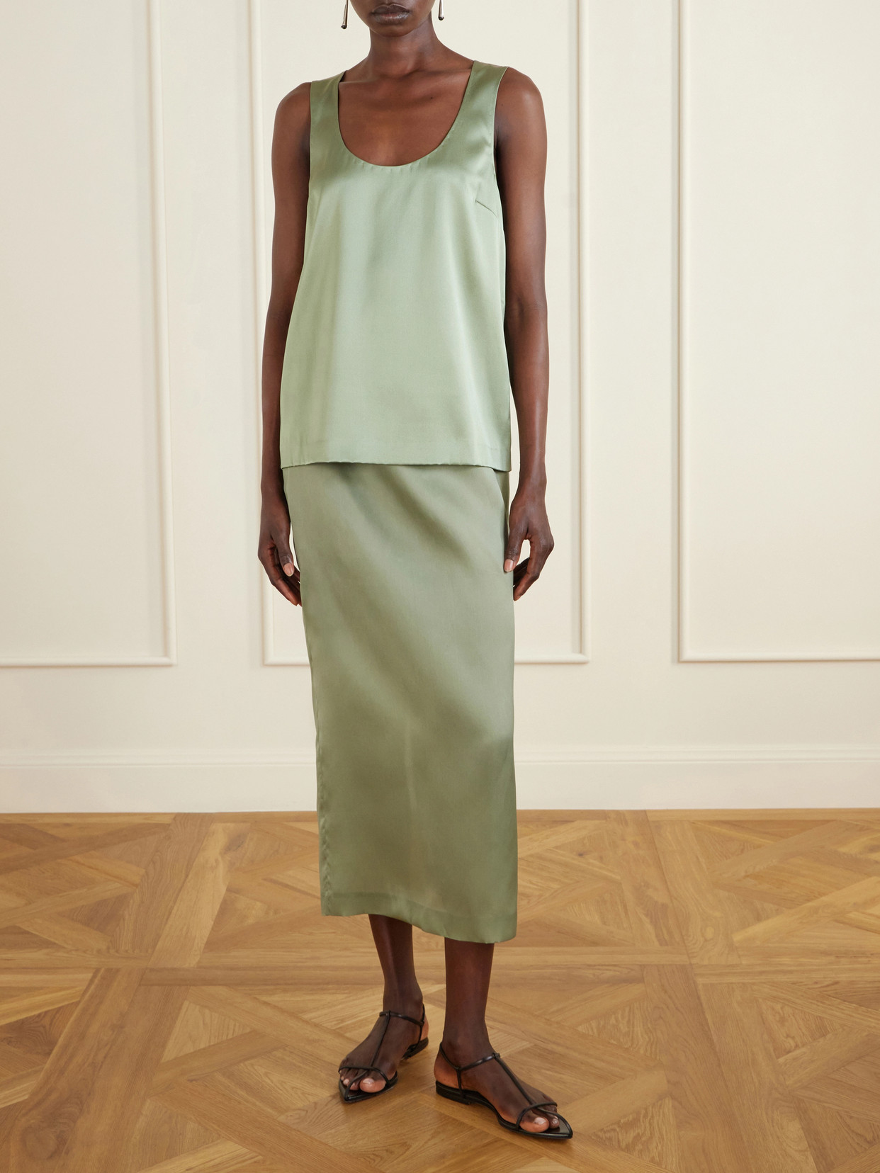 Elaine Silk-Satin Tank Top